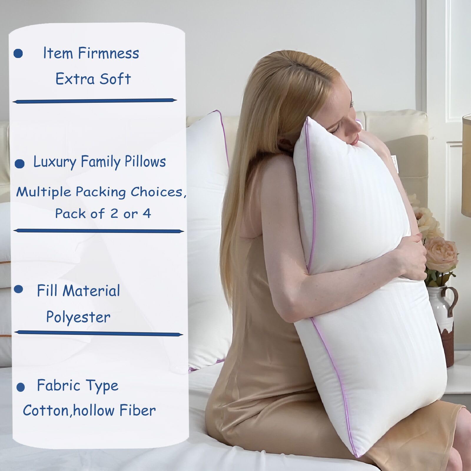 VAINOC Pillows Standard Size Set of 2,Breathable Hotel Collection Bed Pillows for Sleeping Medium Soft Down Alternative Microfiber Filled,20 x 26 Inches - Medaid International