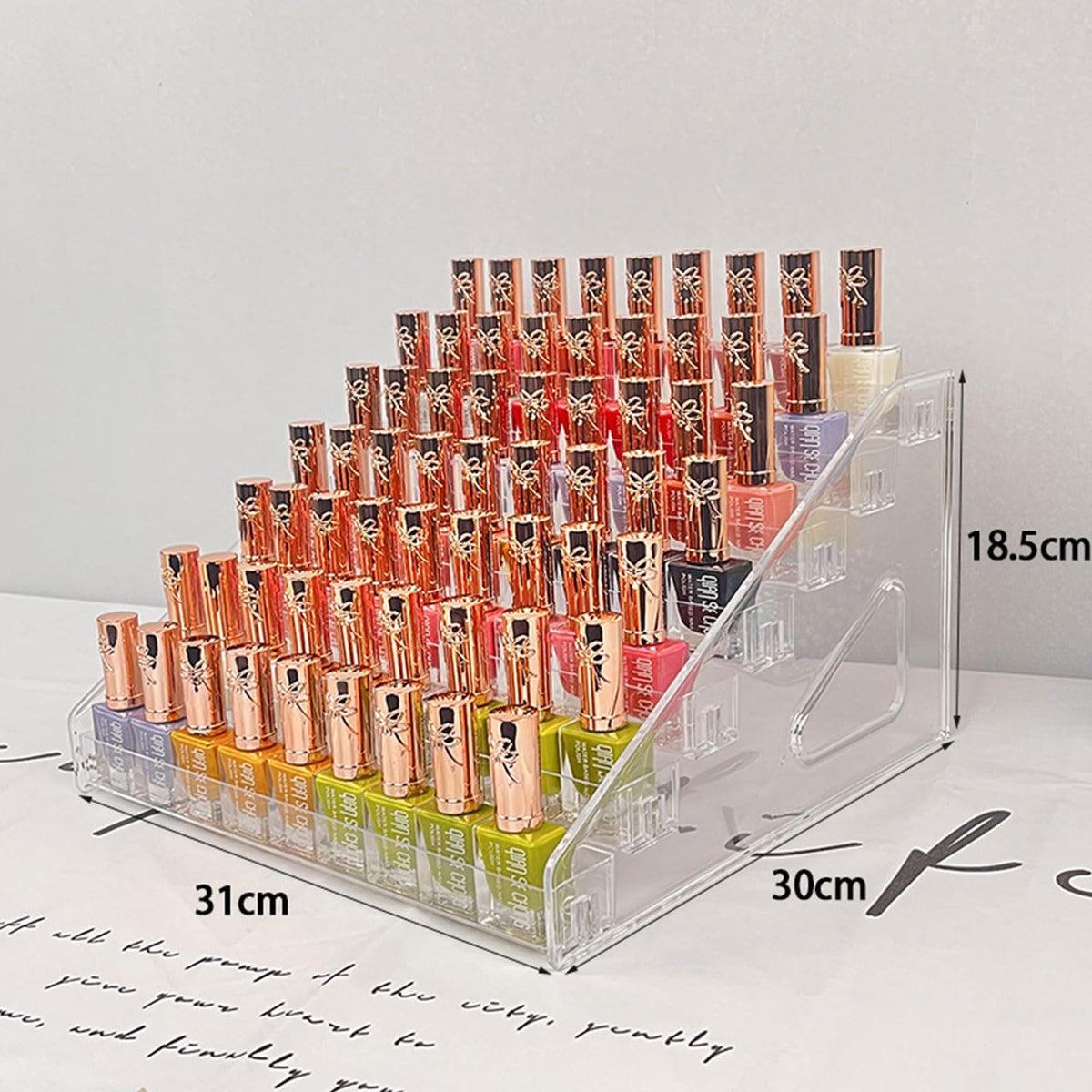 TERRIFI Nail Polish Organizer Bottle, 2PK Acrylic Nail Polish Makeup Holder of 7 Layers, Clear Display Stand Rack for Storage Finger Nail Polish Gel Polish Eyeglasses Essential Oils