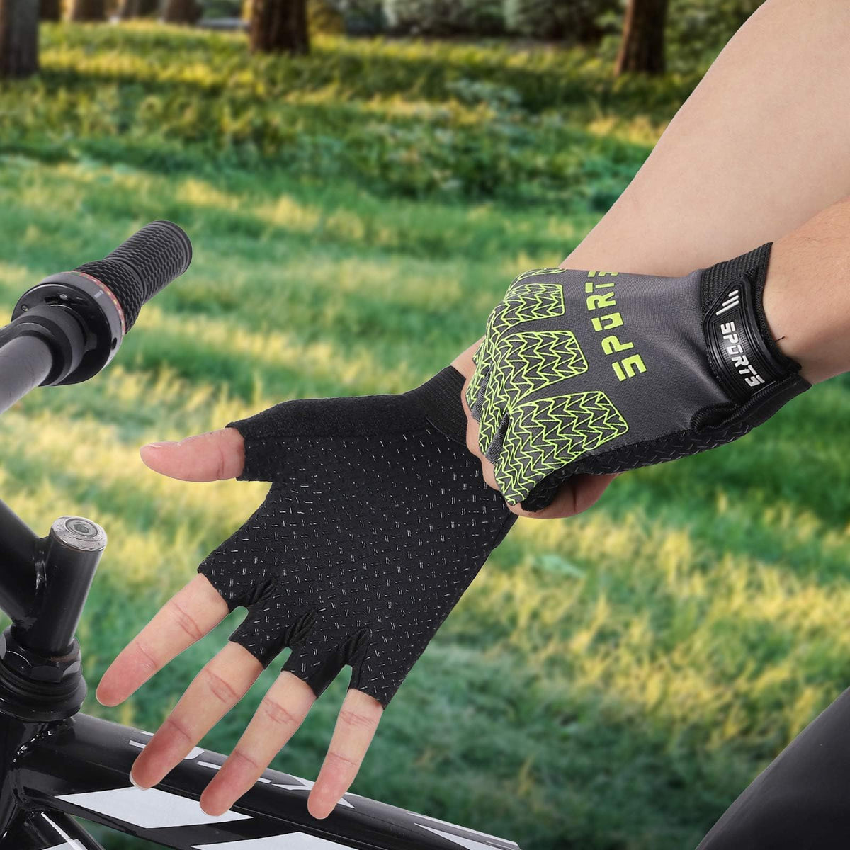 TERRIFI Kids Sport Gloves - Versatile Half Finger Gloves for Boys & Girls - Ideal for Cycling, Camping, Fishing & Outdoor Sports(Green)