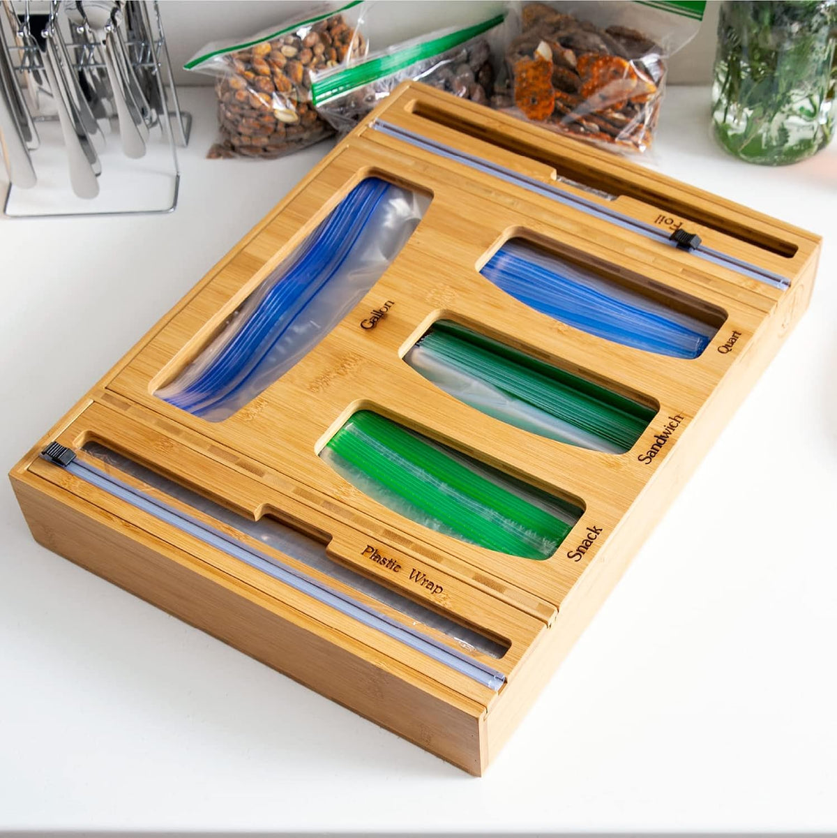 6-in-1 Bamboo Ziplock Bag Organizer