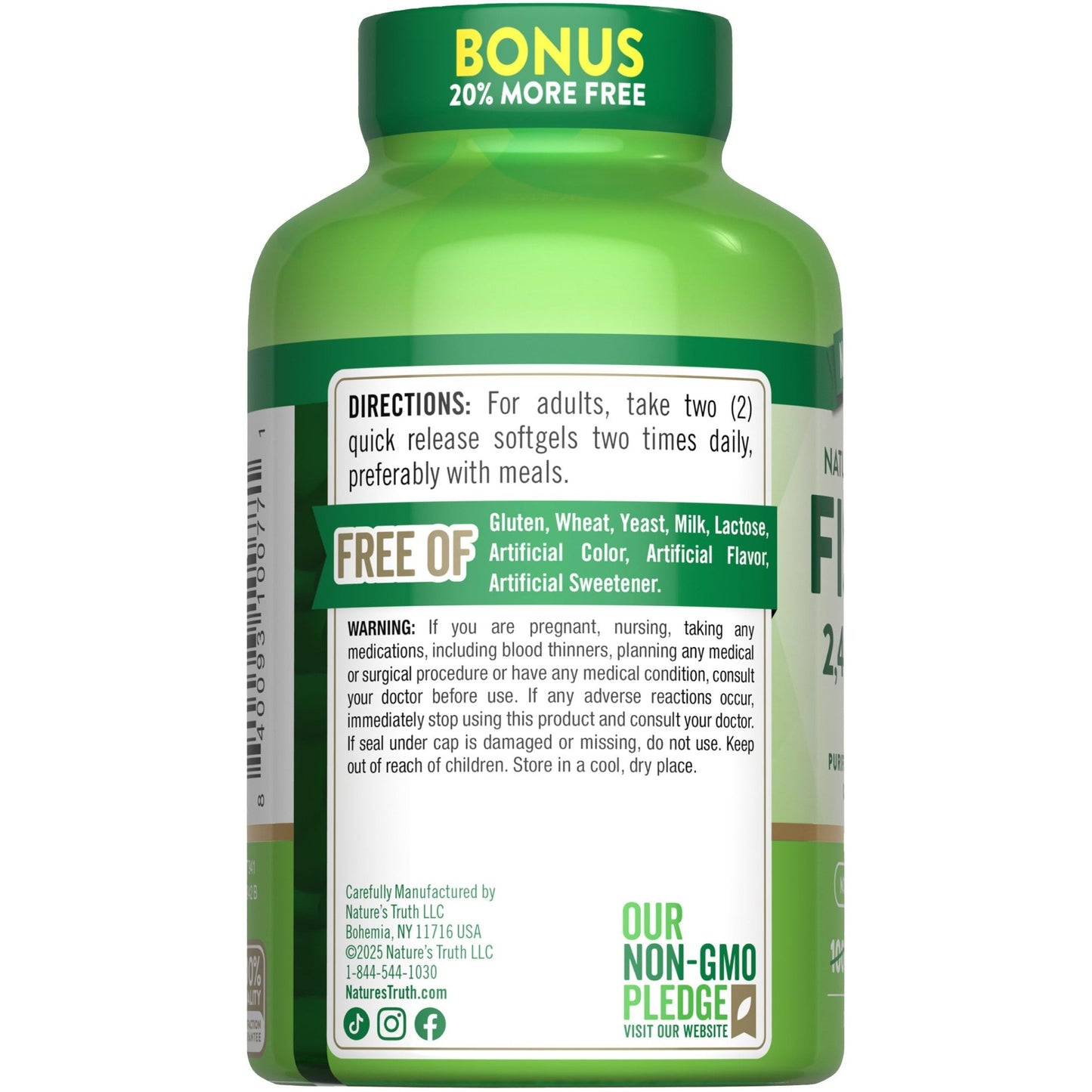 Nature's Truth Fish Oil 2400mg | 120 Quick Release Softgels | 720 mg Omega 3 | Burpless Lemon Flavor Pills | Non-GMO & Gluten Free Supplement - Medaid International