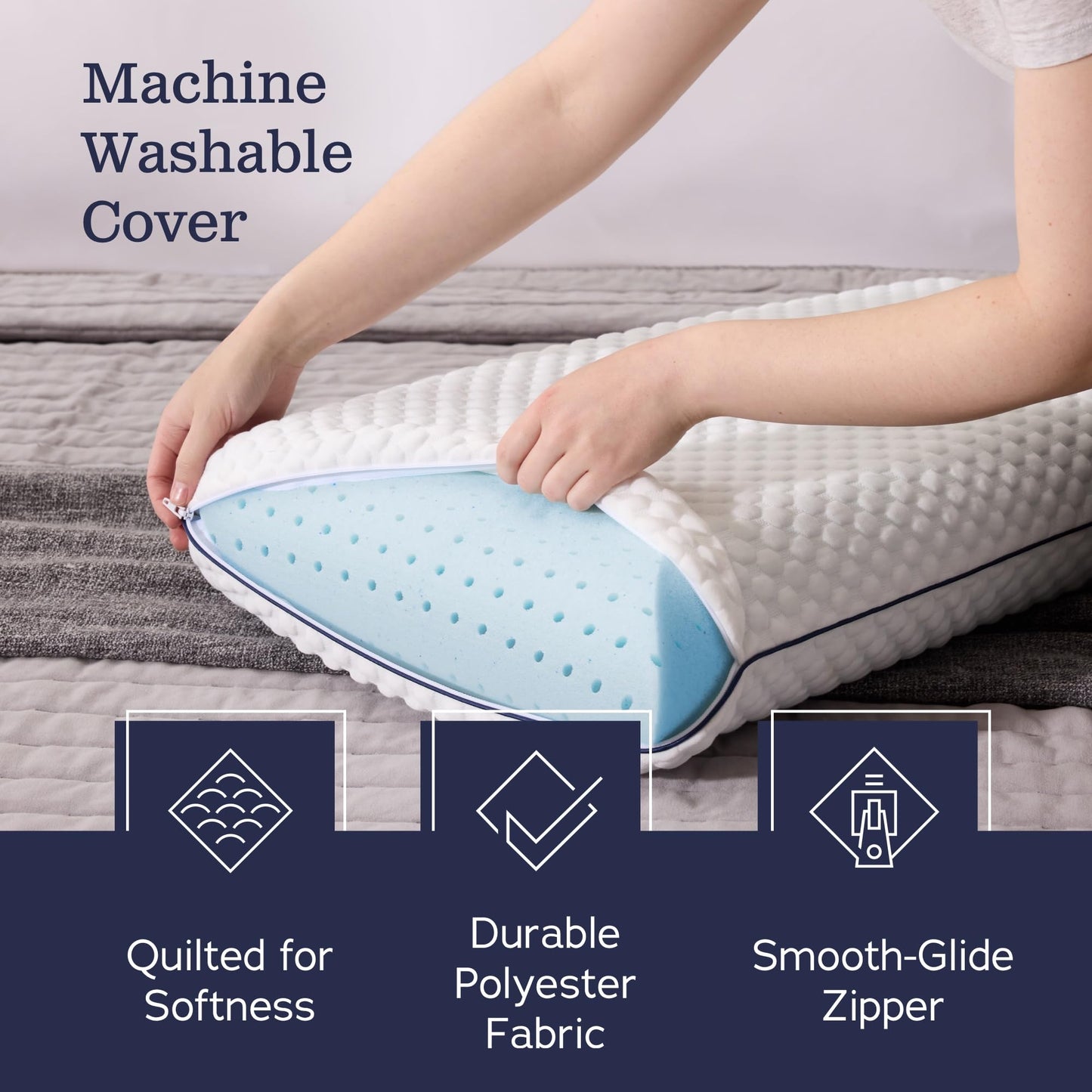 Weekender Gel Memory Foam Pillow - Queen Size - 1-Pack - Medium Plush Feel - Neck and Shoulder Support - Side, Stomach, and Back Sleepers - Home, Hotel, & Hospital Essentials - CertiPur Certified - Medaid International
