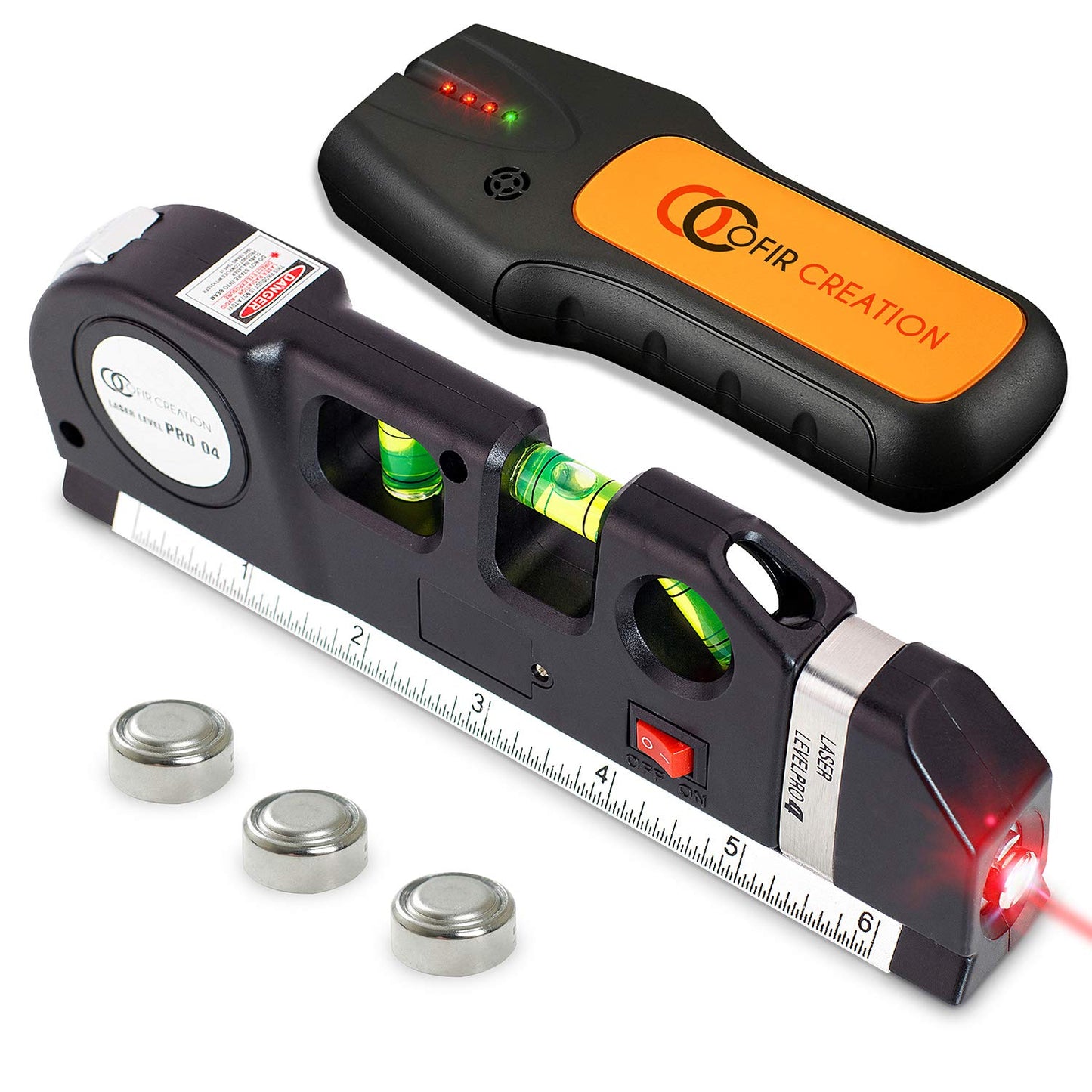 Ofircreation Stud Finder & Multifunction Device (Laser Level line, Leveler, Metric Ruler) - Stud Finder Wall Scanner With Laser Level Can Be Used as Pictures Hanging Tool and Ruler - Medaid International