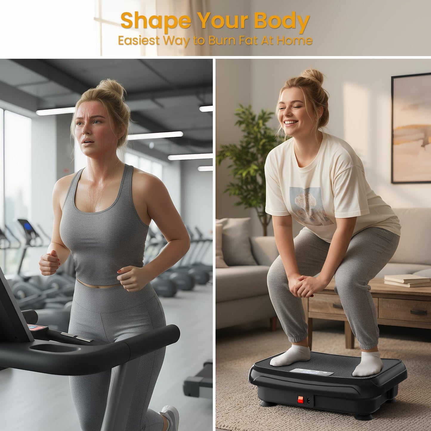 TISSCARE Vibration Plate Exercise Machine Mini Vibrating Plates for Sedentary Users, Helpful for Lymphatic Drainage and Weight Loss, 400Lbs Capacity Full Body Power Shake Workout Platform for Home