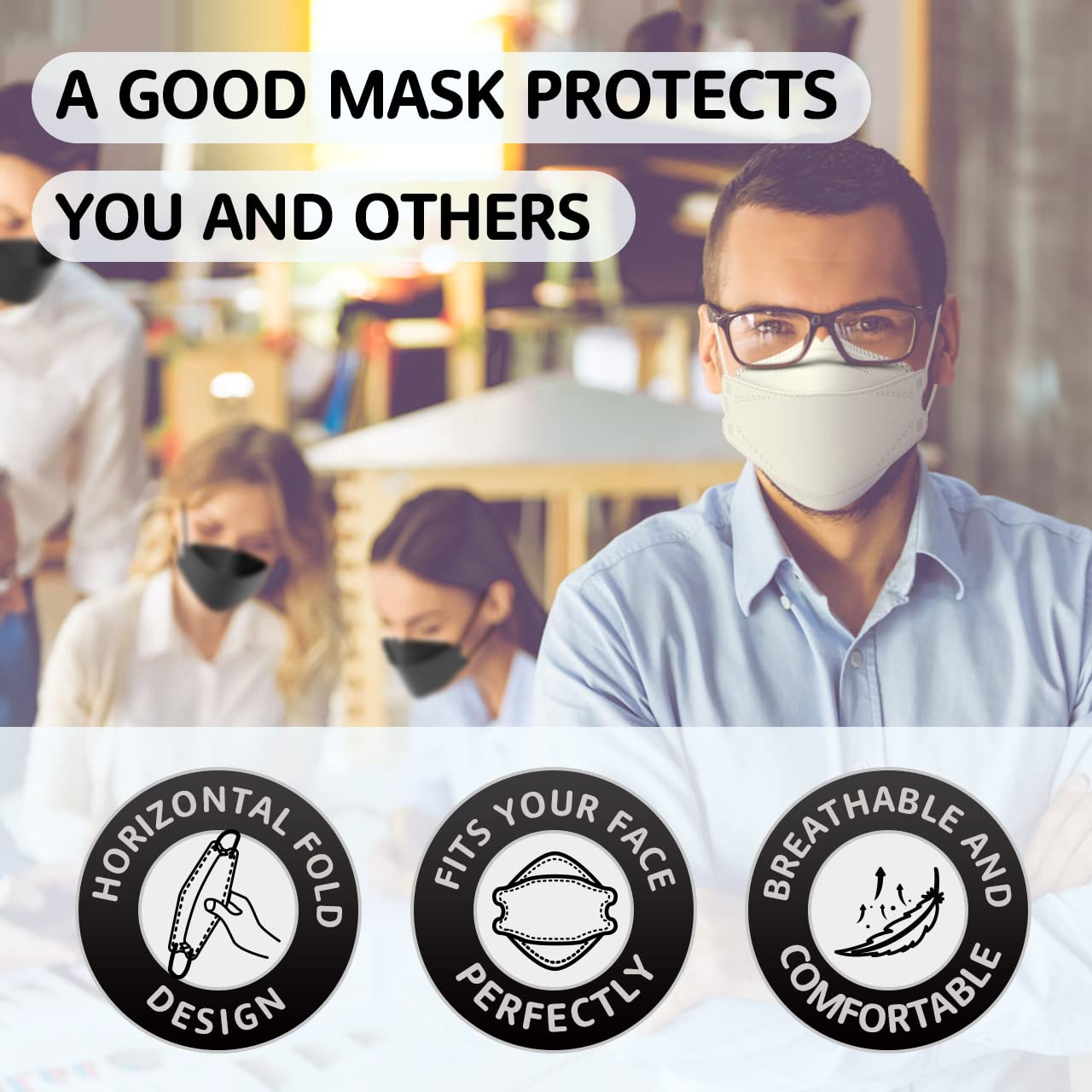 LEVENIS Face Masks 50 Pack, Breathable Comfortable and Disposable Mask, White - Medaid International