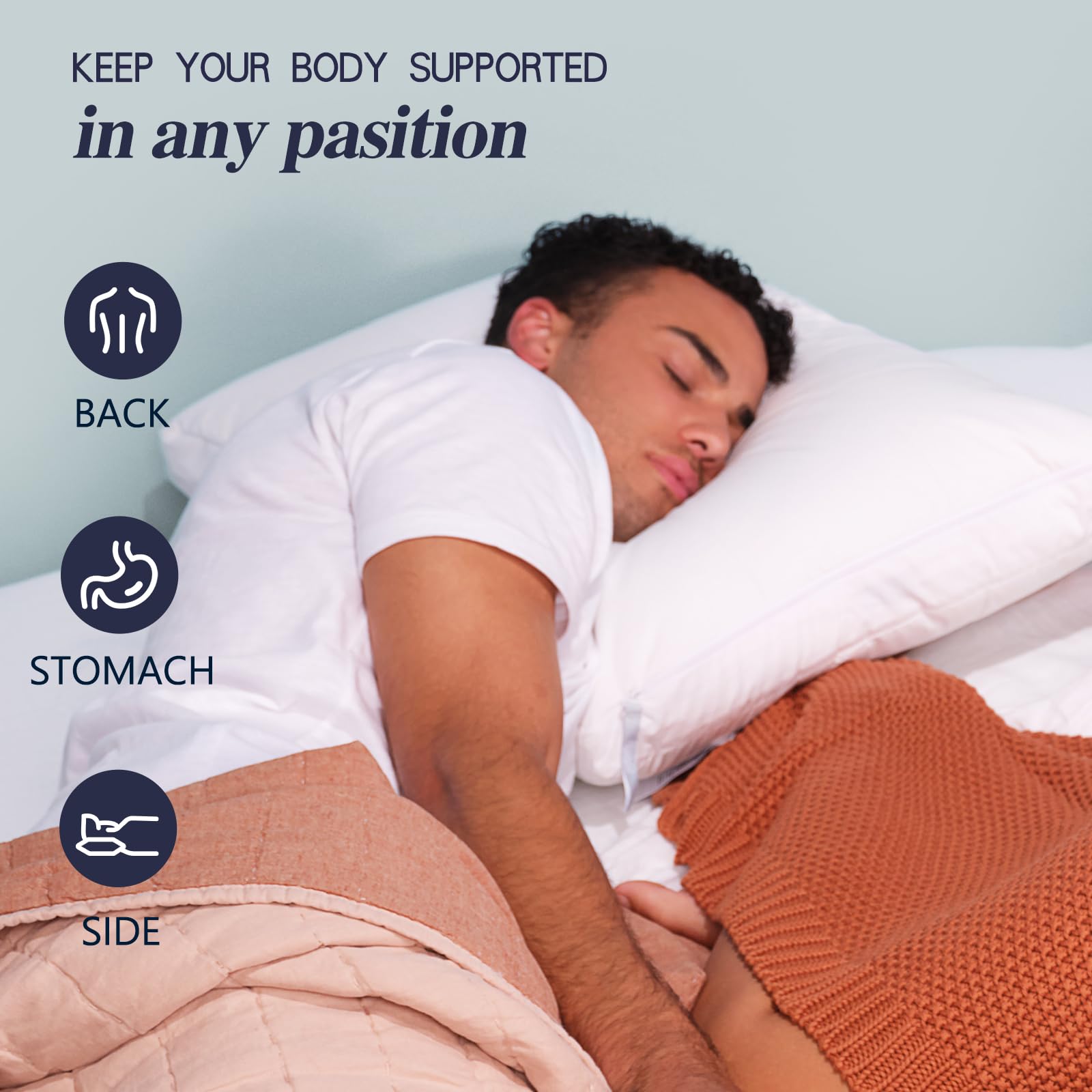 Nuzzle Cooling Adjustable Pillow for Side Sleepers, Luxury Standard Size Set of 2 Bed Pillow Hotel Collection - Best Adjust Height Soft Firm Pillow for Back, Stomach or Side Sleepers - Home Gifts - Medaid International