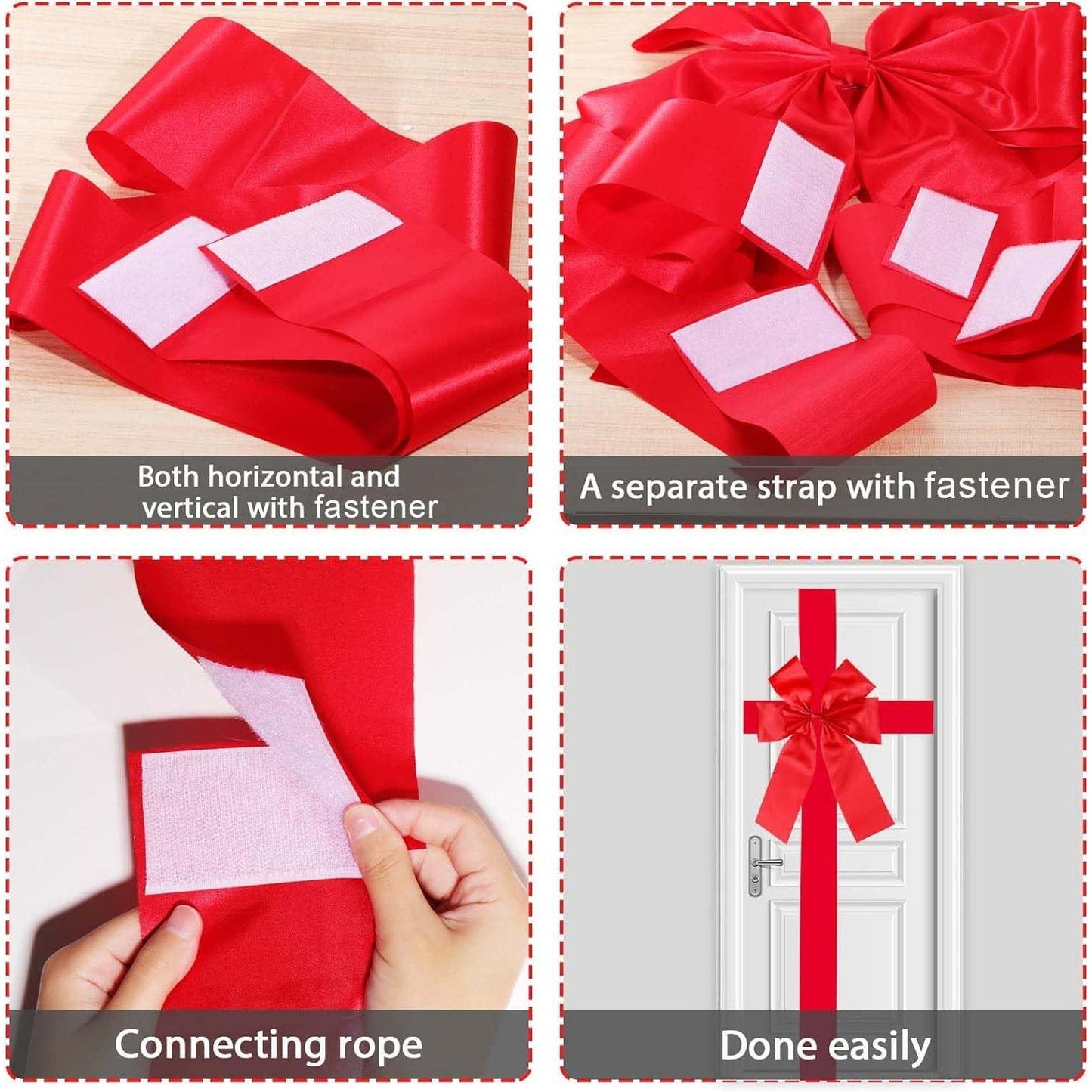 gisgfim Christmas Cabinet Door Ribbon Big Red Bow Large Door Lace Christmas Tree Bow Xmas Holiday Decorations Christmas Front Door Party Supplies - Medaid International