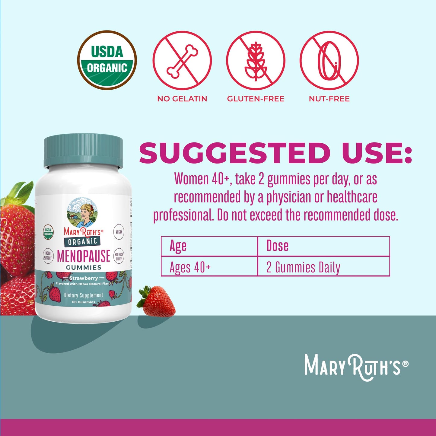 Organic Menopause Gummies by MaryRuth's | Menopause Supplements for Women | Mood Support | Hot Flash Relief | Maca Root | Black Cohosh | USDA Organic | Non-GMO | Vegan | 30 Servings - Medaid International