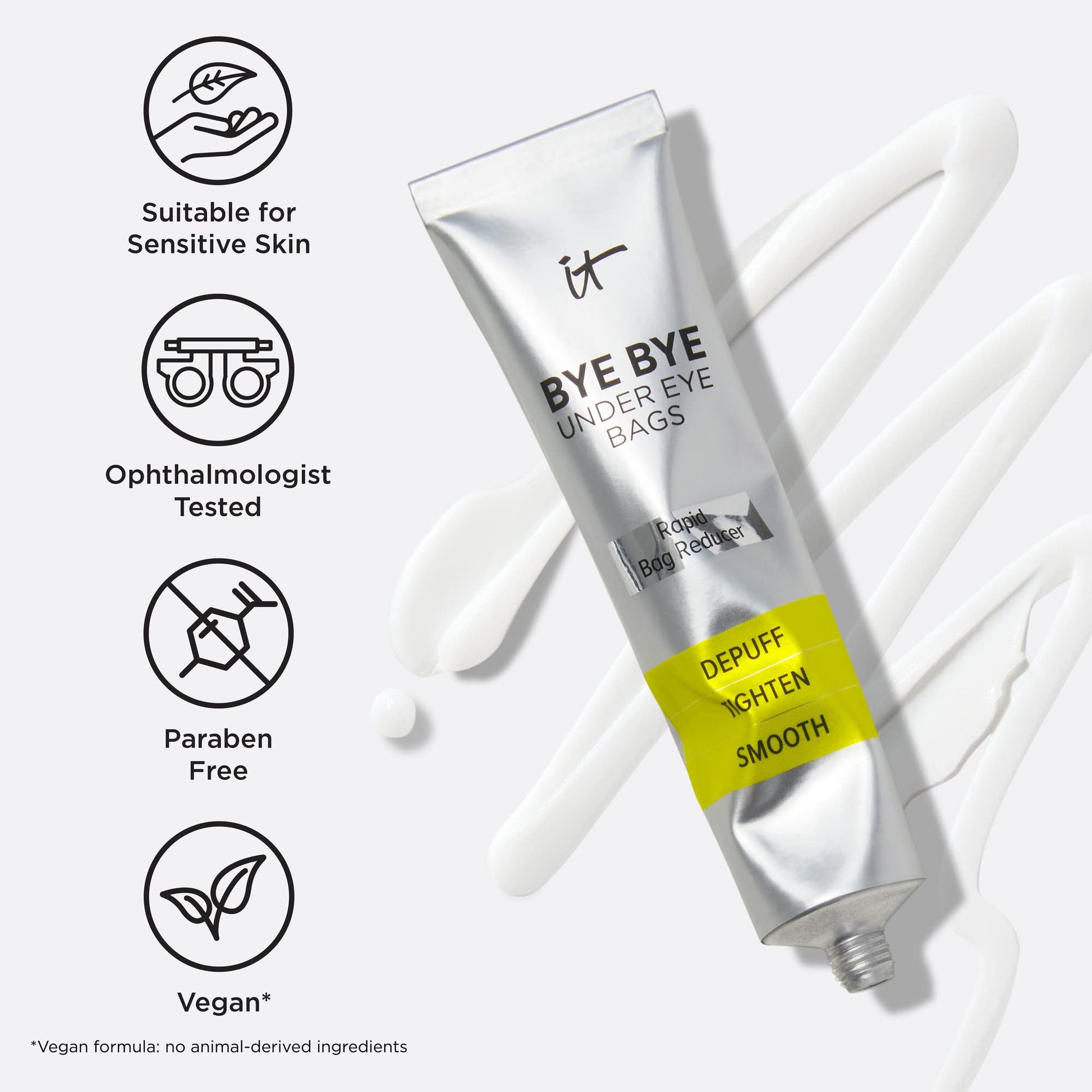 IT Cosmetics Bye Bye Under Eye Bags Treatment For Women & Men – Temporary Eye Bag Reducer & Undereye Corrector Depuffs, Tightens, Smooths & Reduces Look of Wrinkles & Fine Lines - 0.5 Fl. Oz - Medaid International