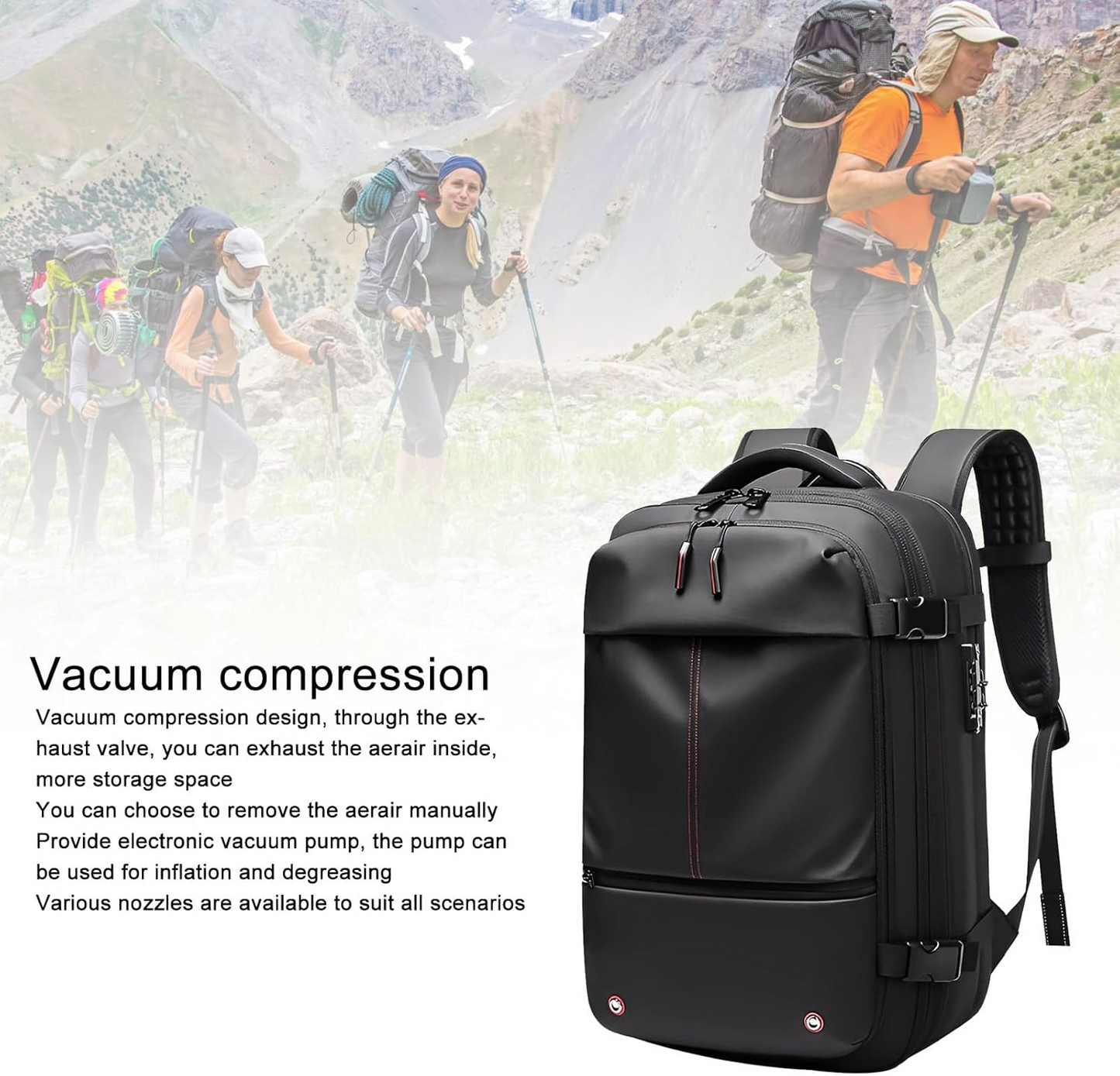 Vacuum Compression Travel Backpack with Pump – Space Saver Bag for Camping & Luggage - Medaid International
