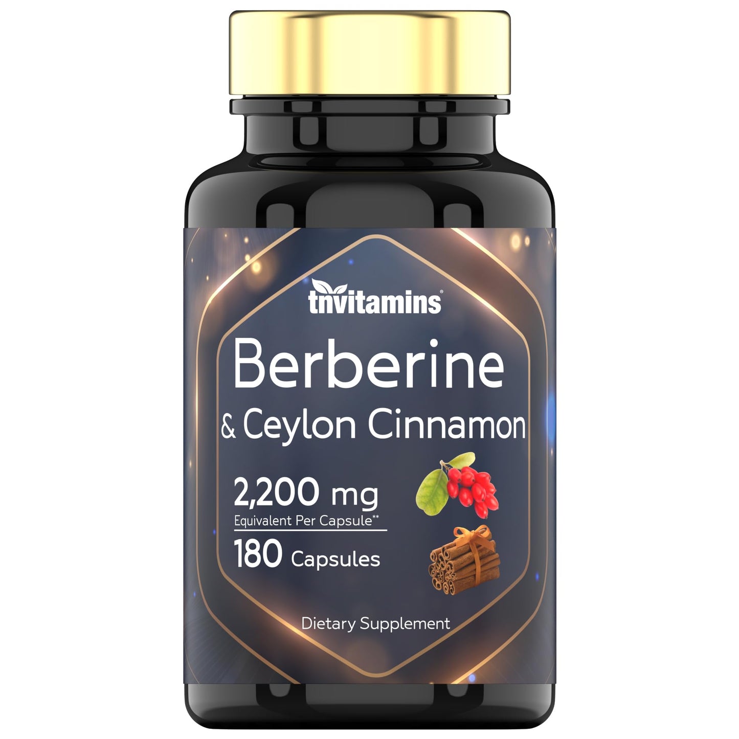 Berberine with Ceylon Cinnamon: 2200 mg Per Capsule - 180 Capsules | Natural Berberine Supplement for Cardiovasular & Circulatory System Health* | 6 Month Supply | Made in The USA! - Medaid International