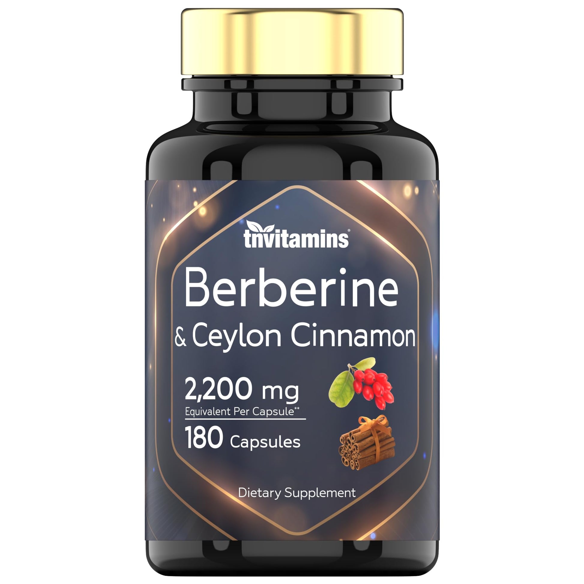 Berberine with Ceylon Cinnamon: 2200 mg Per Capsule - 180 Capsules | Natural Berberine Supplement for Cardiovasular & Circulatory System Health* | 6 Month Supply | Made in The USA! - Medaid International