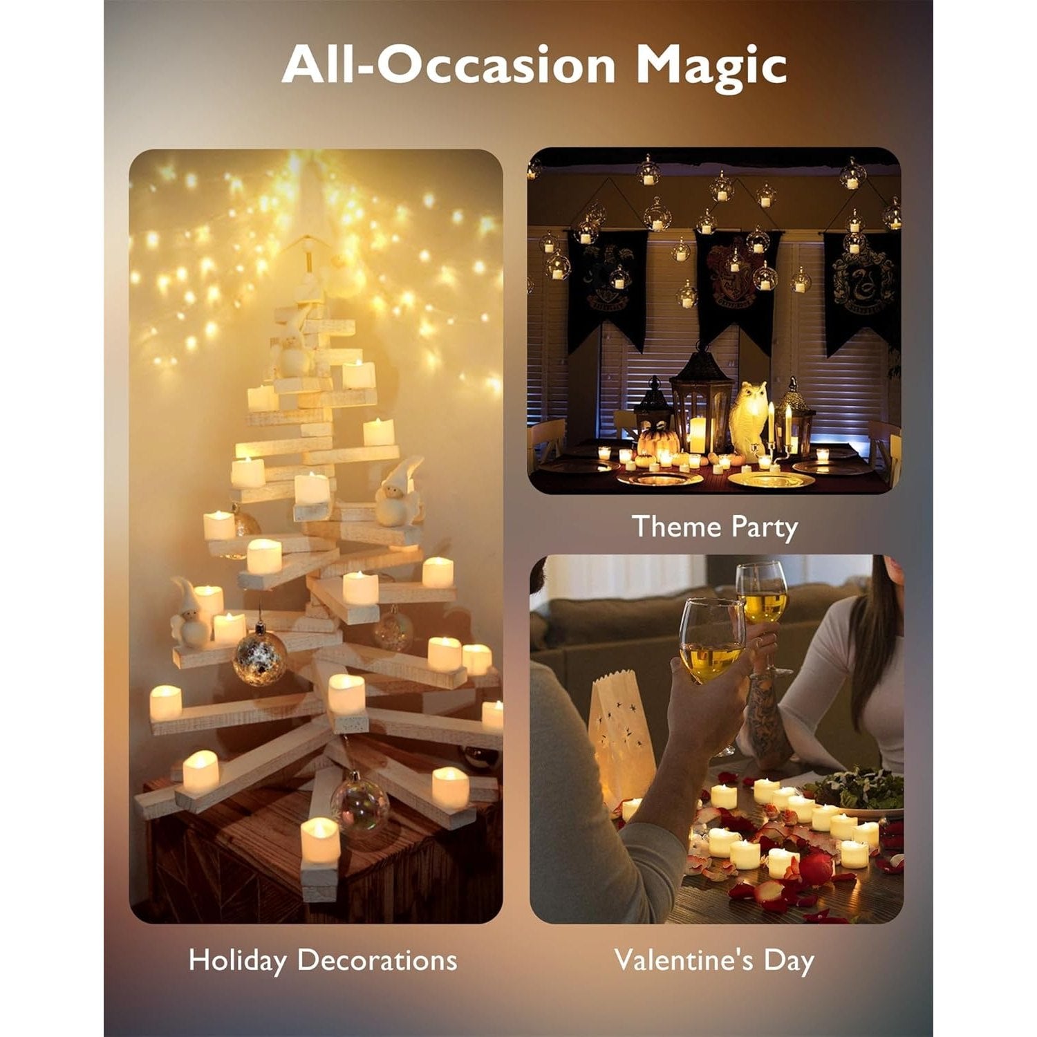 MOMENT 12-Pack Flameless LED Tea Lights Candles Battery Operated, 200+Hour Fake Electric Candles TeaLights for Votive, Aniversary, Wedding Centerpiece Table Decor, Funeral, Halloween, Christmas - Medaid International
