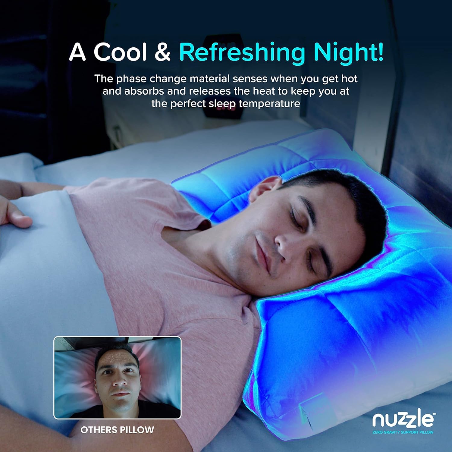 Nuzzle Cooling Adjustable Pillow for Side Sleepers, Luxury Standard Size Bed Pillow Hotel Collection - Best Adjust Height Soft Firm Pillow for Back, Stomach or Side Sleepers - Home Gifts - Medaid International