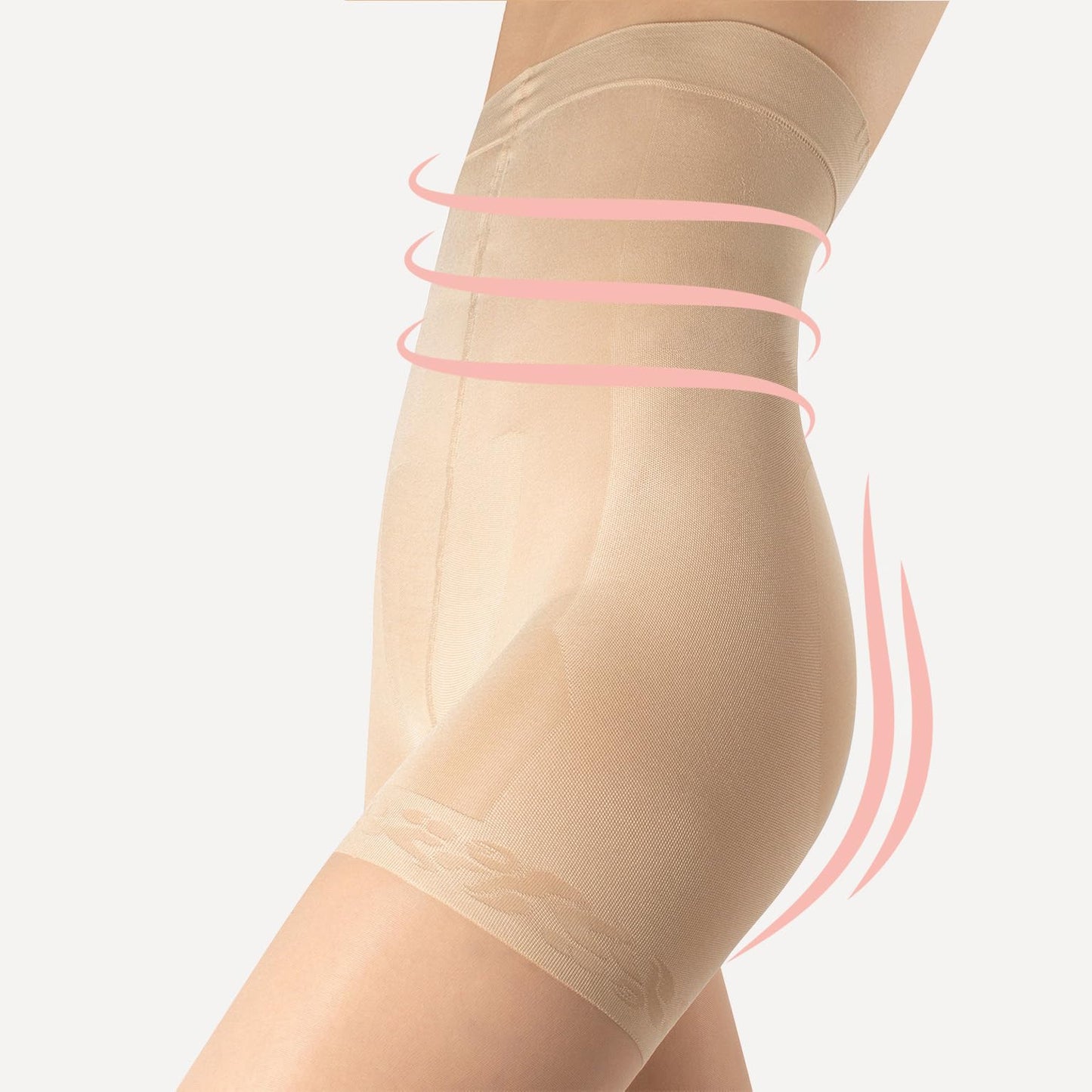 CALZITALY High Waist tights Control Top Shaping Nylons, Shaping Pantyhose, 20 Denier Sheer Shaping Tights for All Day Use (Large, Skin) - Medaid International