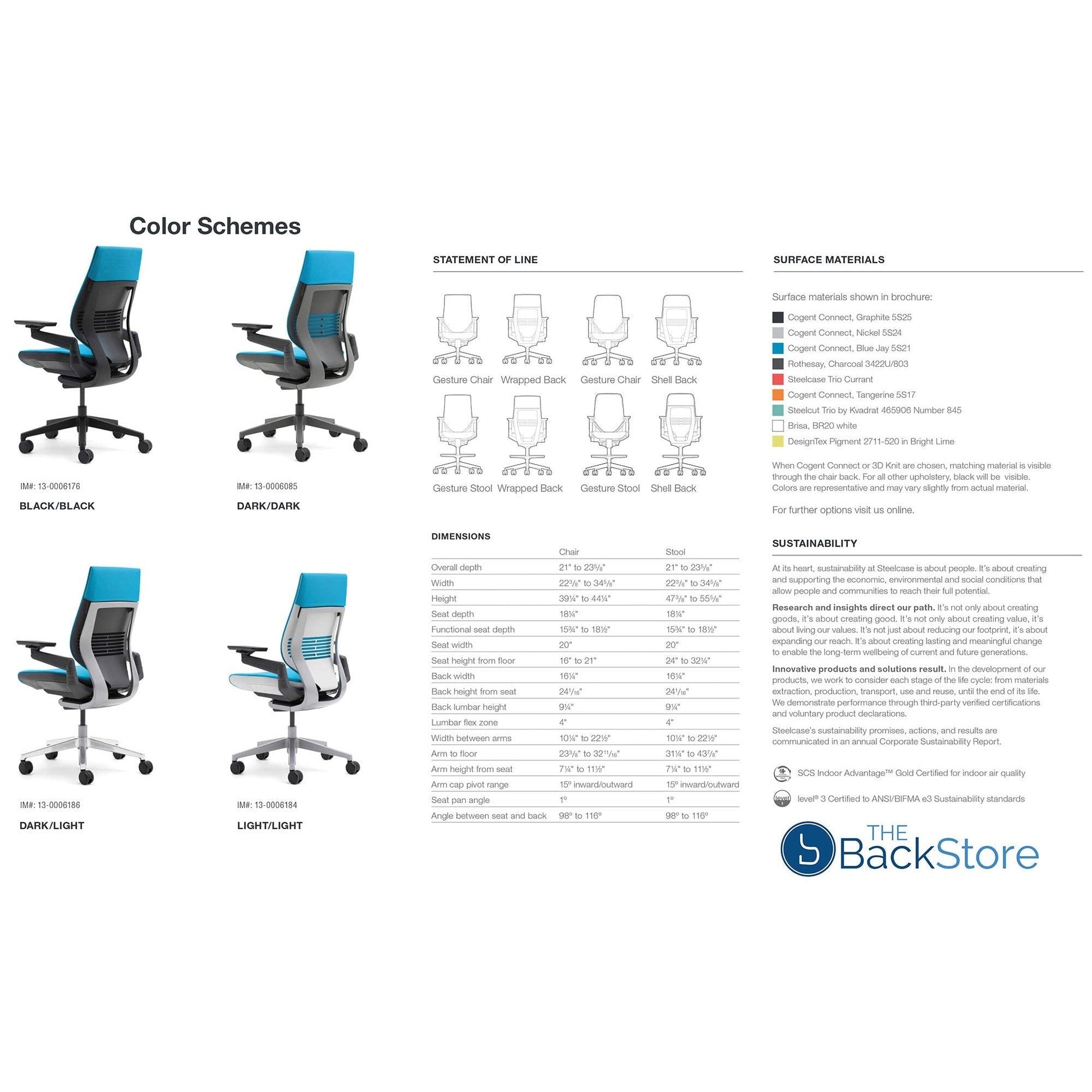 Steelcase Gesture Office Desk Chair with Headrest in Elmosoft Genuine White L151 Leather Plus Lumbar Support Platinum Metallic Frame with Seagull Seat/Back Merle Arms (Light/Light) - Medaid International