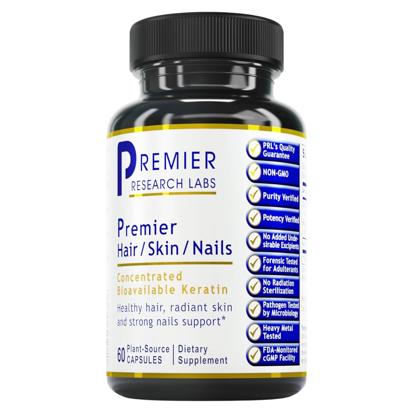 Premier Research Labs Premier Hair/Skin/Nails - Hair Growth Supplement for Women & Men with Keratin, Vitamins for Hair Growth, Beauty from Within for Hair, Skin and Nails - 60 Vegetarian Capsules - Medaid International