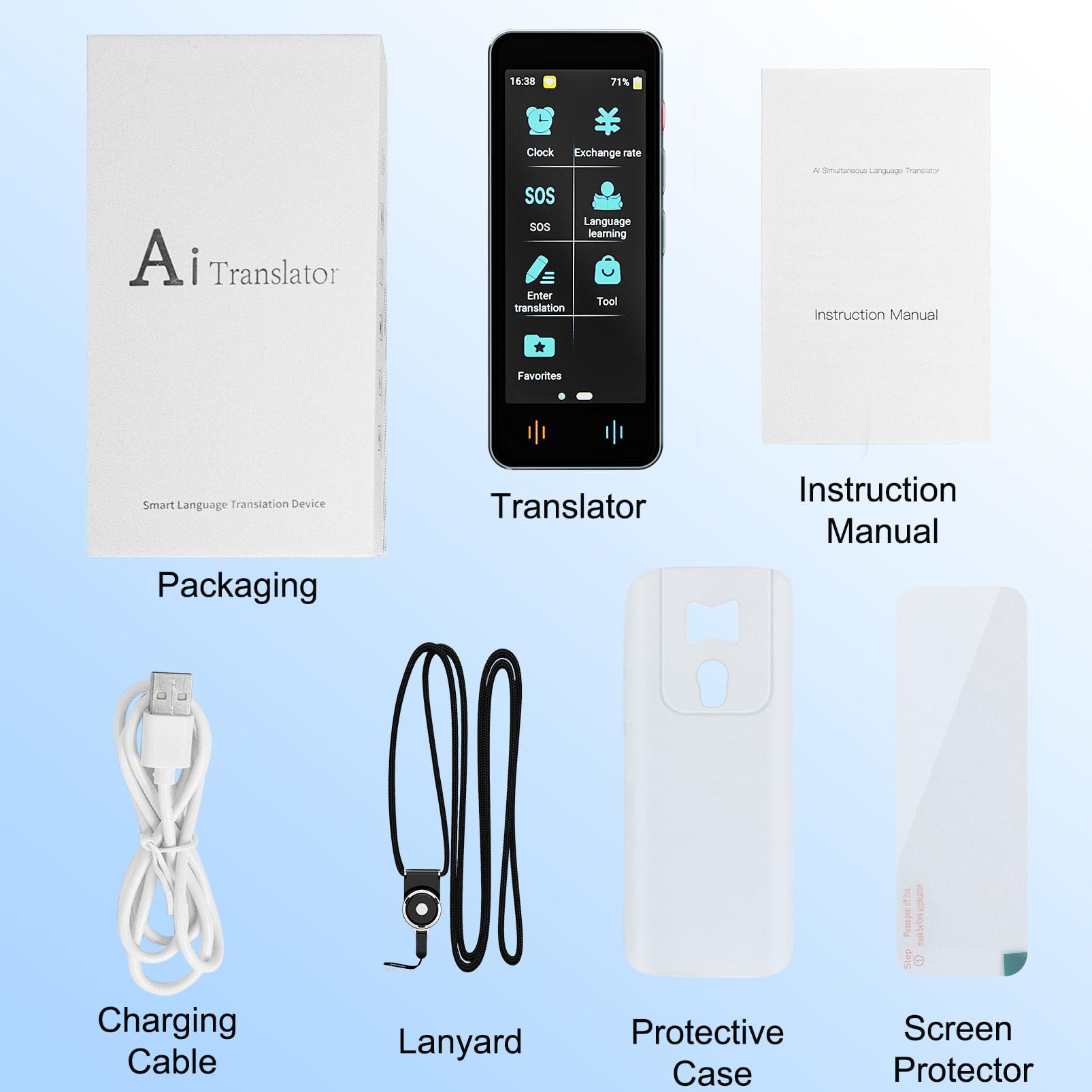 Language Translation Device, Intelligent AI Translator with 142 Languages, Offline Translation and Instant Two-Way Translation, Learn Travel Business Gifts (Gun-Grey) - Medaid International