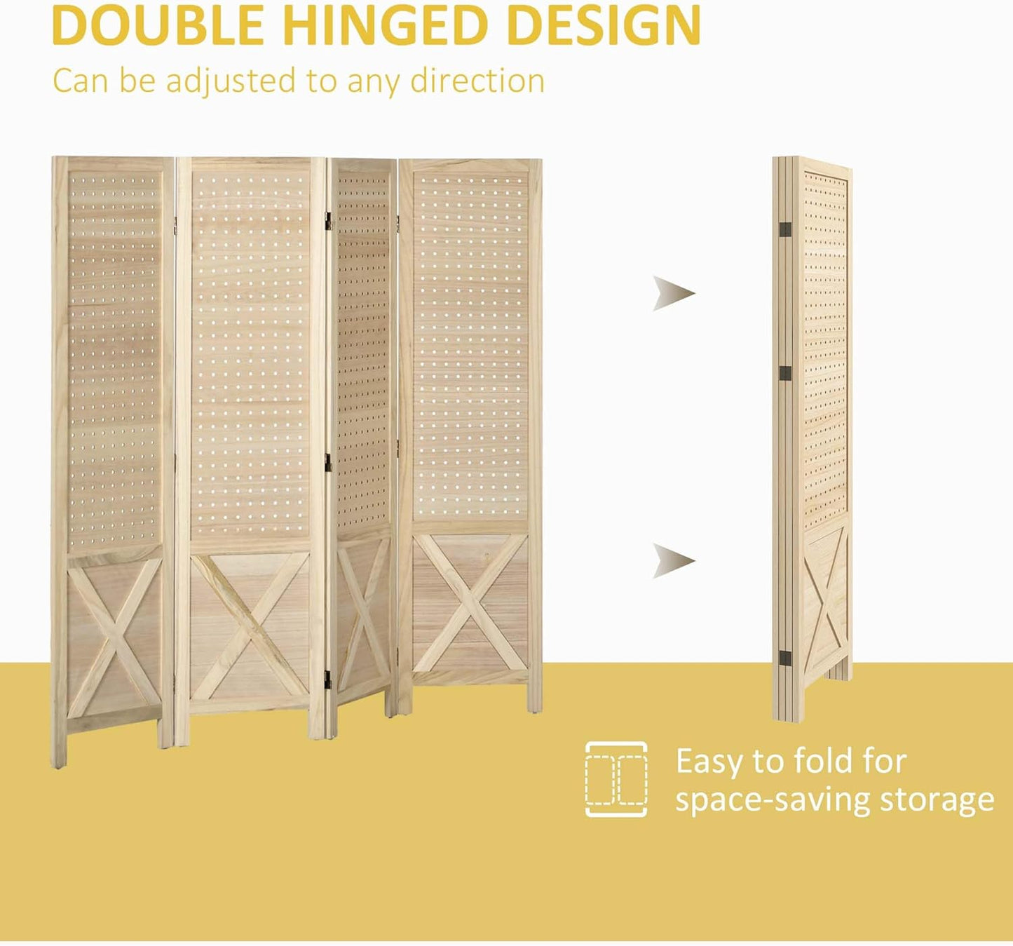 4 Panel Pegboard Display Room Divider