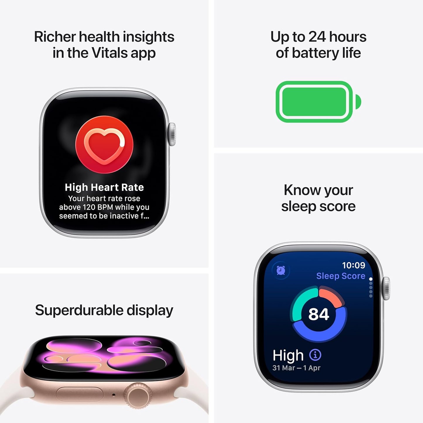 Apple Watch Series 11 GPS 42mm Smartwatch with Silver Aluminium Case with Purple Fog Sport Band S/M. Sleep Score, Fitness Tracker, Health Monitoring, Always-On Display, Water Resistant