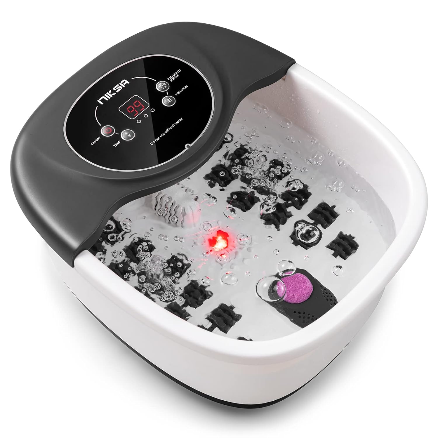 Niksa Foot Spa Bath Massager with Heat, Bubbles, Vibration and Red Light, 4 Massage Roller Pedicure, Tub for Feet Stress Relief, Foot Soaker with Mini Acupressure Massage Points Temperature Control - Medaid International