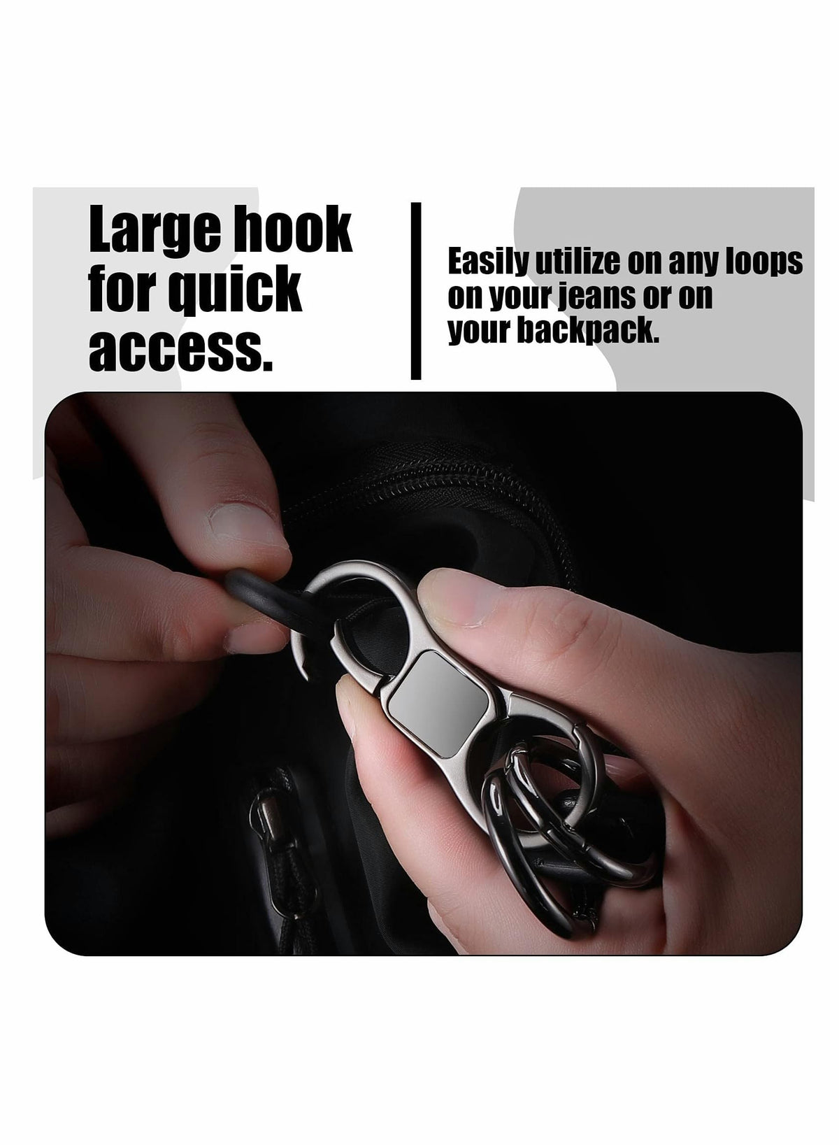 KASTWAVE Heavy Duty Detachable Keychain with Quick-Release Clip - Stylish Horseshoe Design for Men & Women (Black)