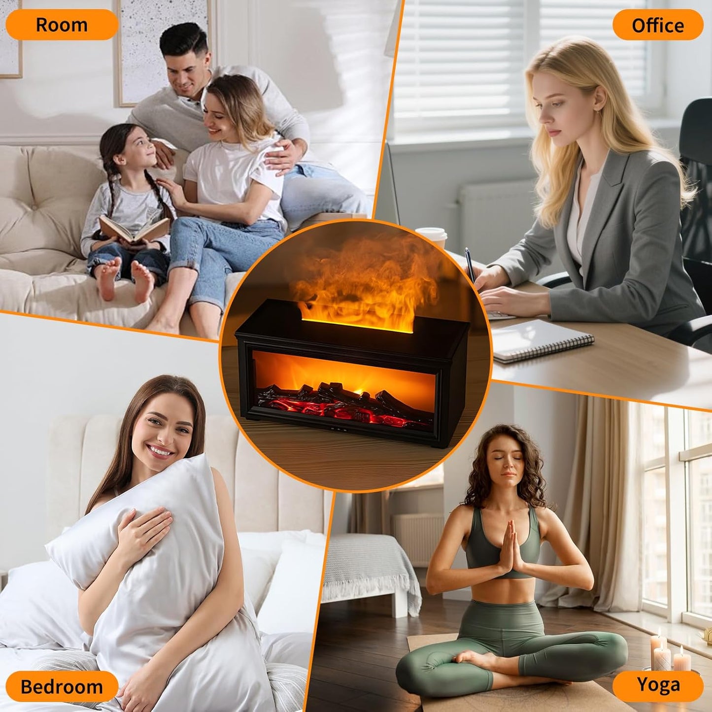 280ml Simulated Charcoal Fireplace Aroma Humidifier
