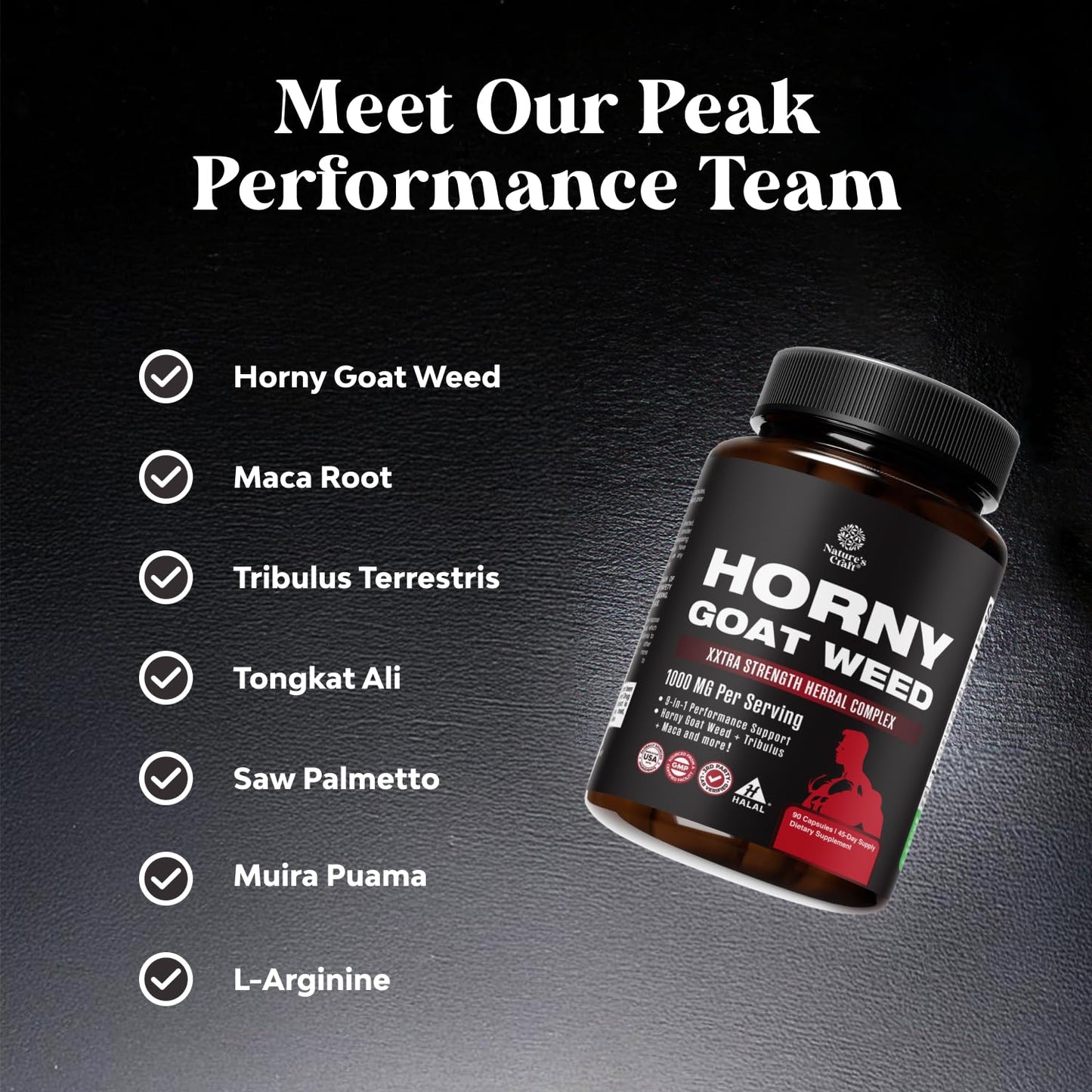Bundle of Horny Goat Weed for Men with Black Maca Root, Tongkat Ali, Saw Palmetto & Panax Ginseng Extract and Maca Root Capsules - Herbal Wellness Supplement with Siberian Ginseng Ashwagandha - Medaid International