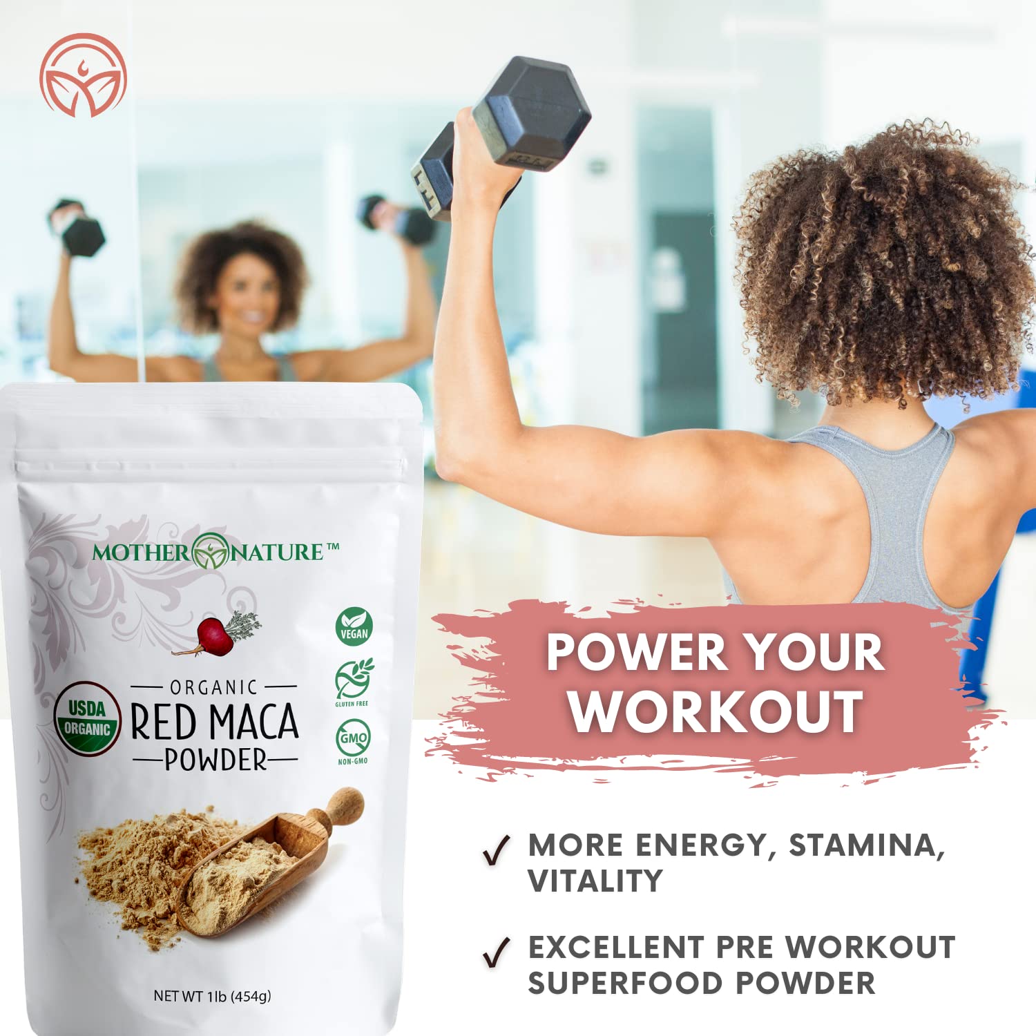 Organic, Raw Peruvian Red Maca Root Powder – Premium USDA Certified, Hormone Balance for Women, Natural Energy, Mood Support, Non-GMO, Vegan Superfood, 16 oz - Medaid International