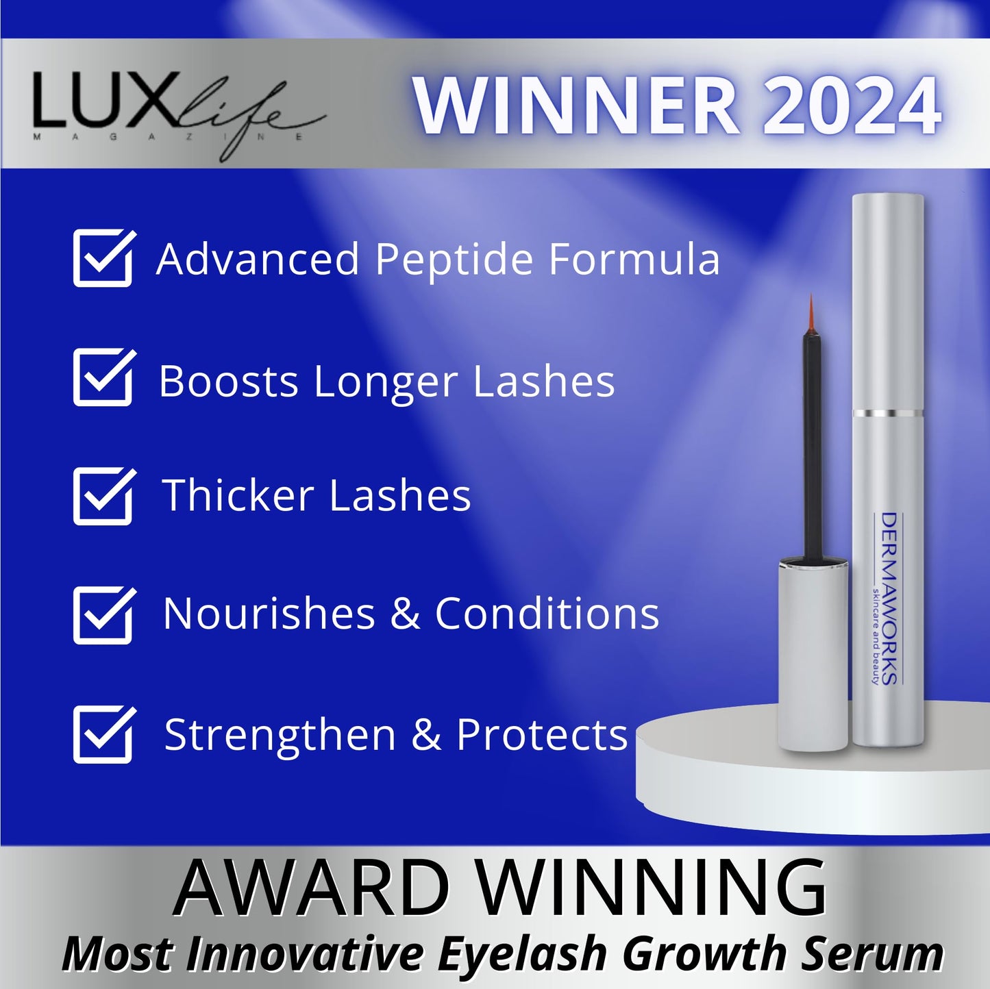 SPECTACULASH LASH SERUM for Eyelash Growth - Eyelash Serum to Grow Lashes - Suero para Pestañas Crecimiento - Lash Conditioner for Growth & Volume Lashes - Sérum para Pestañas by DERMAWORKS - Medaid International