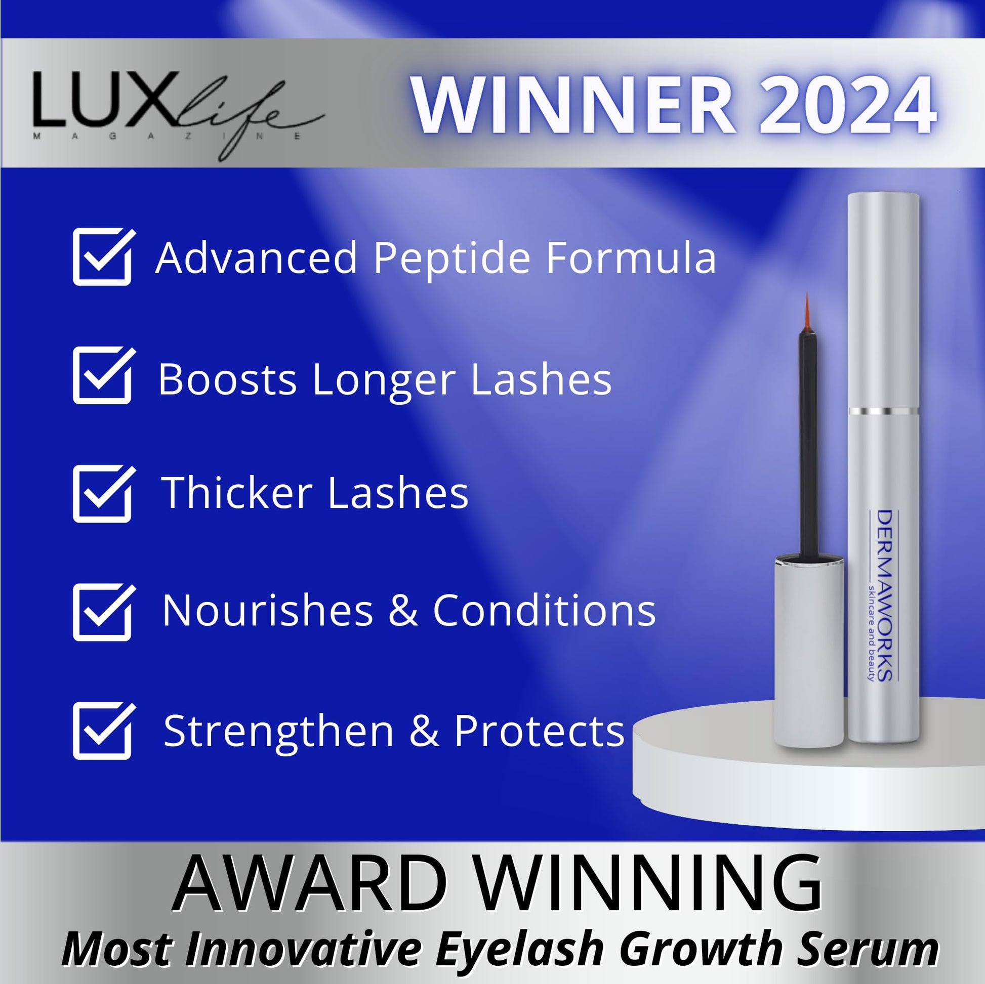 SPECTACULASH LASH SERUM for Eyelash Growth - Eyelash Serum to Grow Lashes - Suero para Pestañas Crecimiento - Lash Conditioner for Growth & Volume Lashes - Sérum para Pestañas by DERMAWORKS - Medaid International