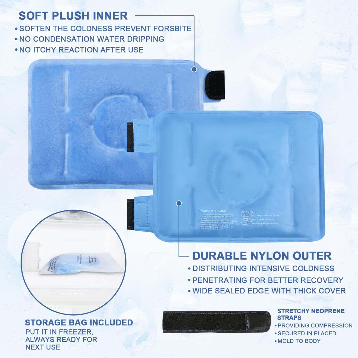 KASTWAVE Ice Pack for Knee Injuries, Reusable Gel Cold Compress Knee Wraps for Knee Injuries, Swelling, Pain Relief, Compression Brace for Injuries