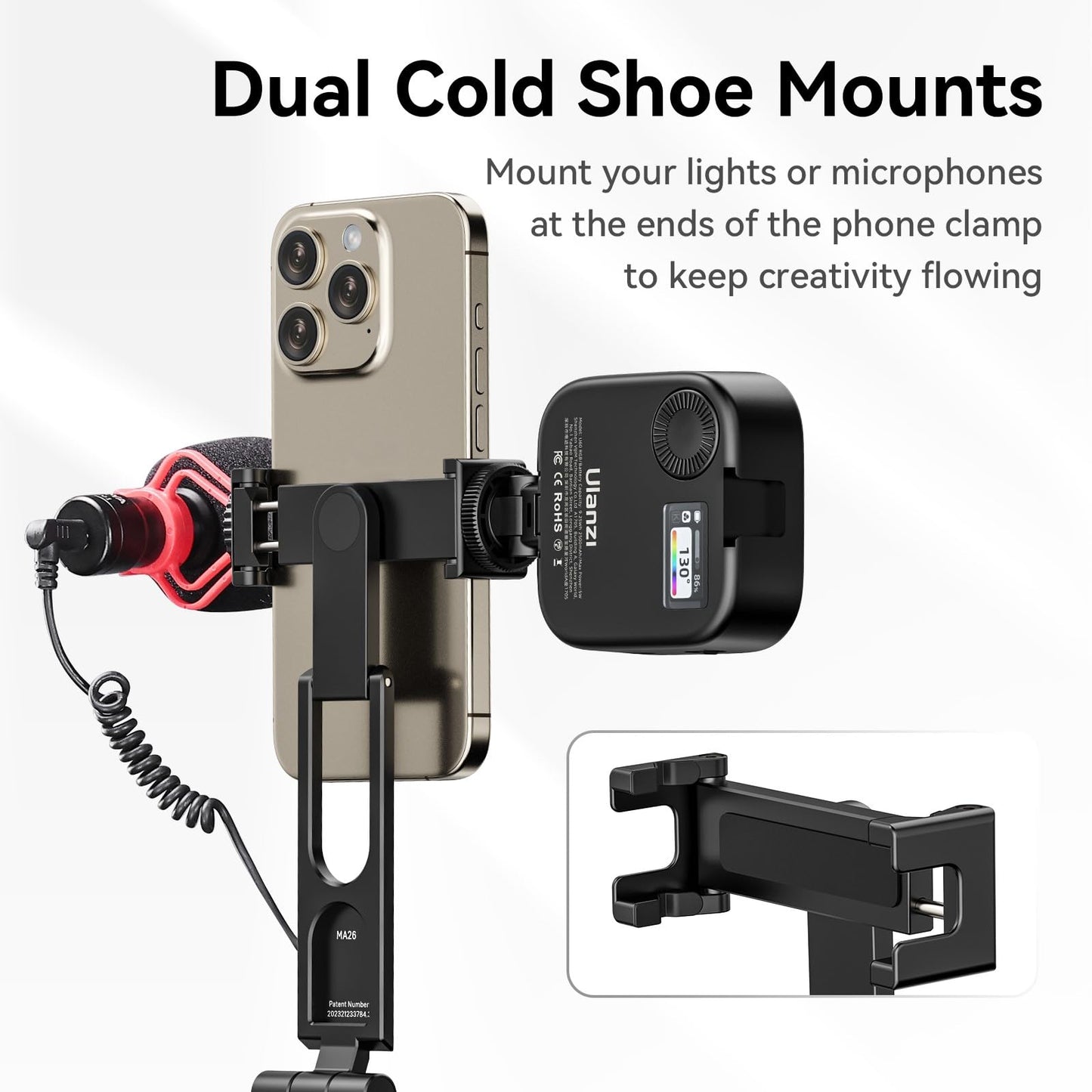 ULANZI MA26 Foldable Phone Tripod, Pocket Cell Phone Vlog Video Tripod Handle Aluminium Smartphone Desk Stand 2 Cold Shoe Small Size All in One Lightweight Portable Vlog Stick for iPhone 17 Samsung - Medaid International