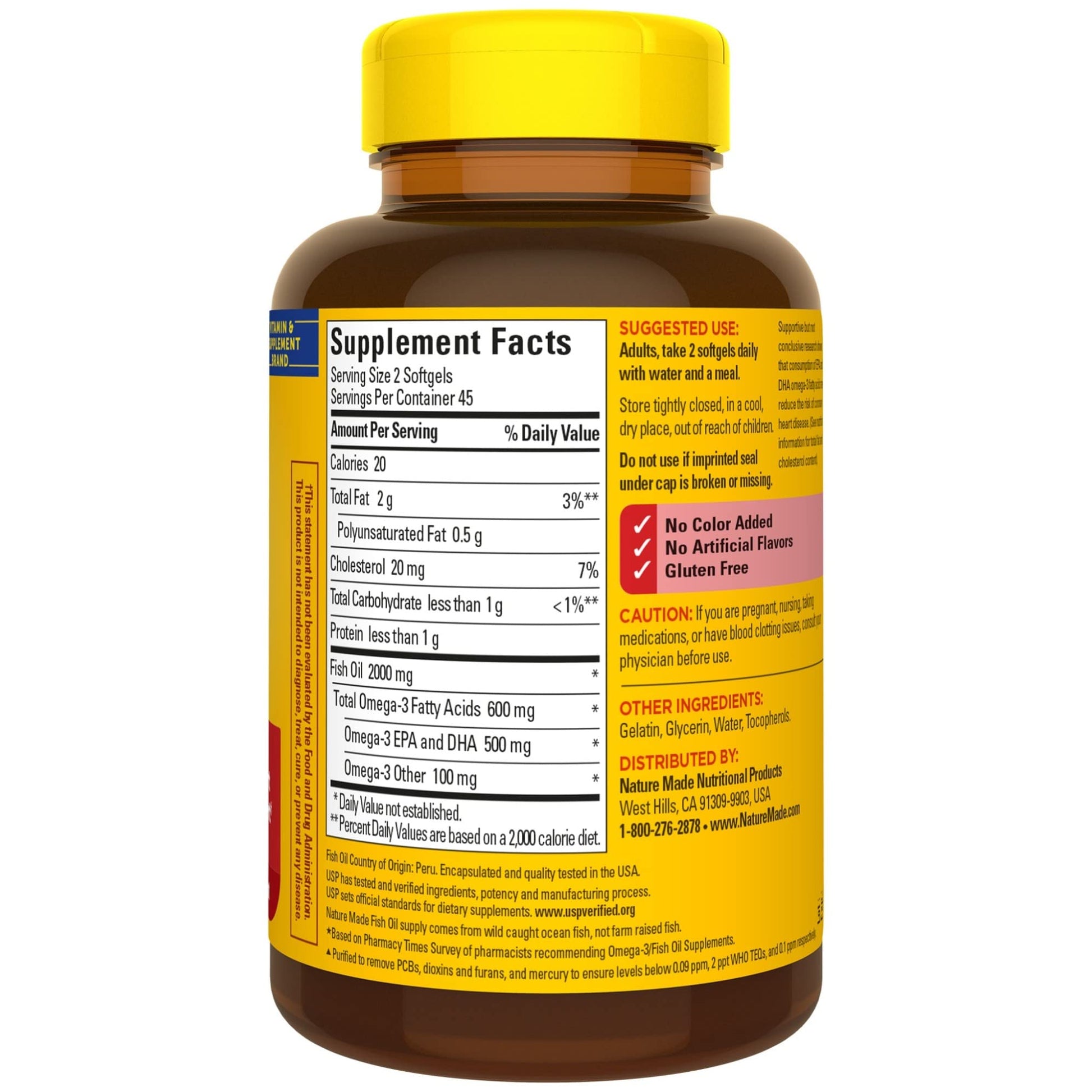 Nature Made Fish Oil Omega 3 Supplements, 1000 mg Softgels, Omega 3 Fish Oil for Healthy Heart Support, 90 Softgels, 45 Day Supply (Pack of 2) - Medaid International