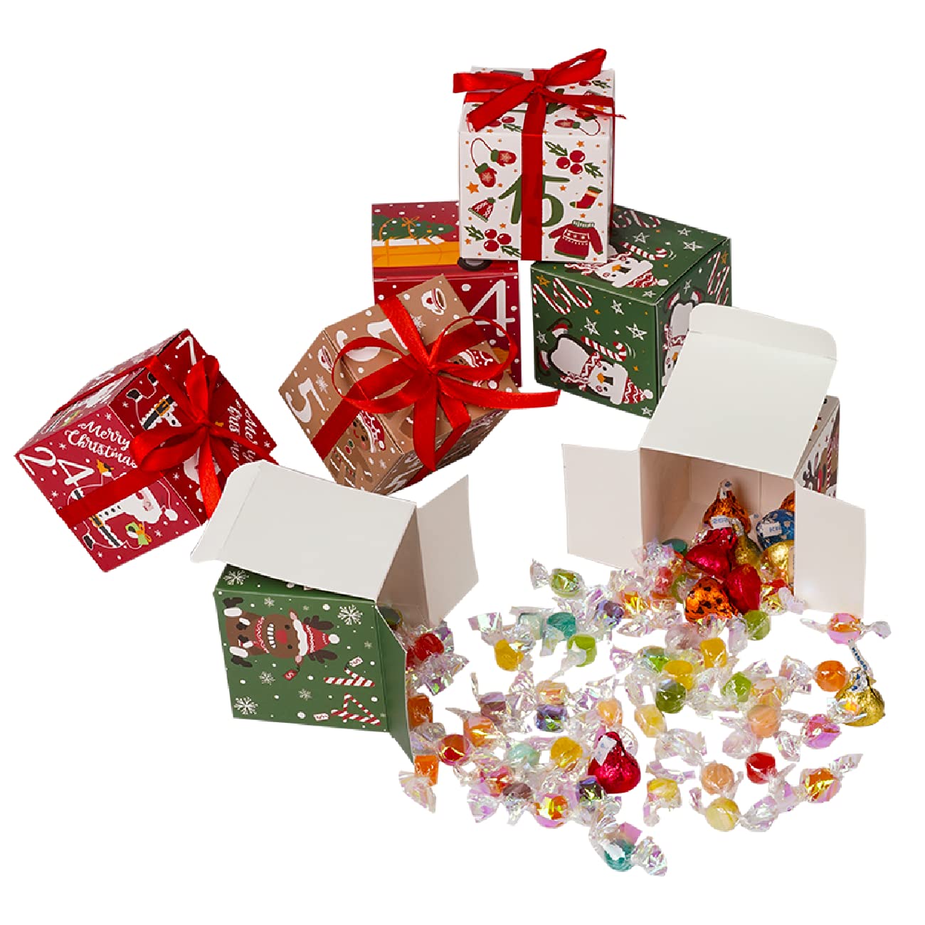 24 Pcs DIY Christmas Advent Calendar Boxes, 24 Days Advent Countdown Gift Boxes, Christmas Cardboard Number Boxes for Kids and Family, Xmas Holiday Decoration. - Medaid International