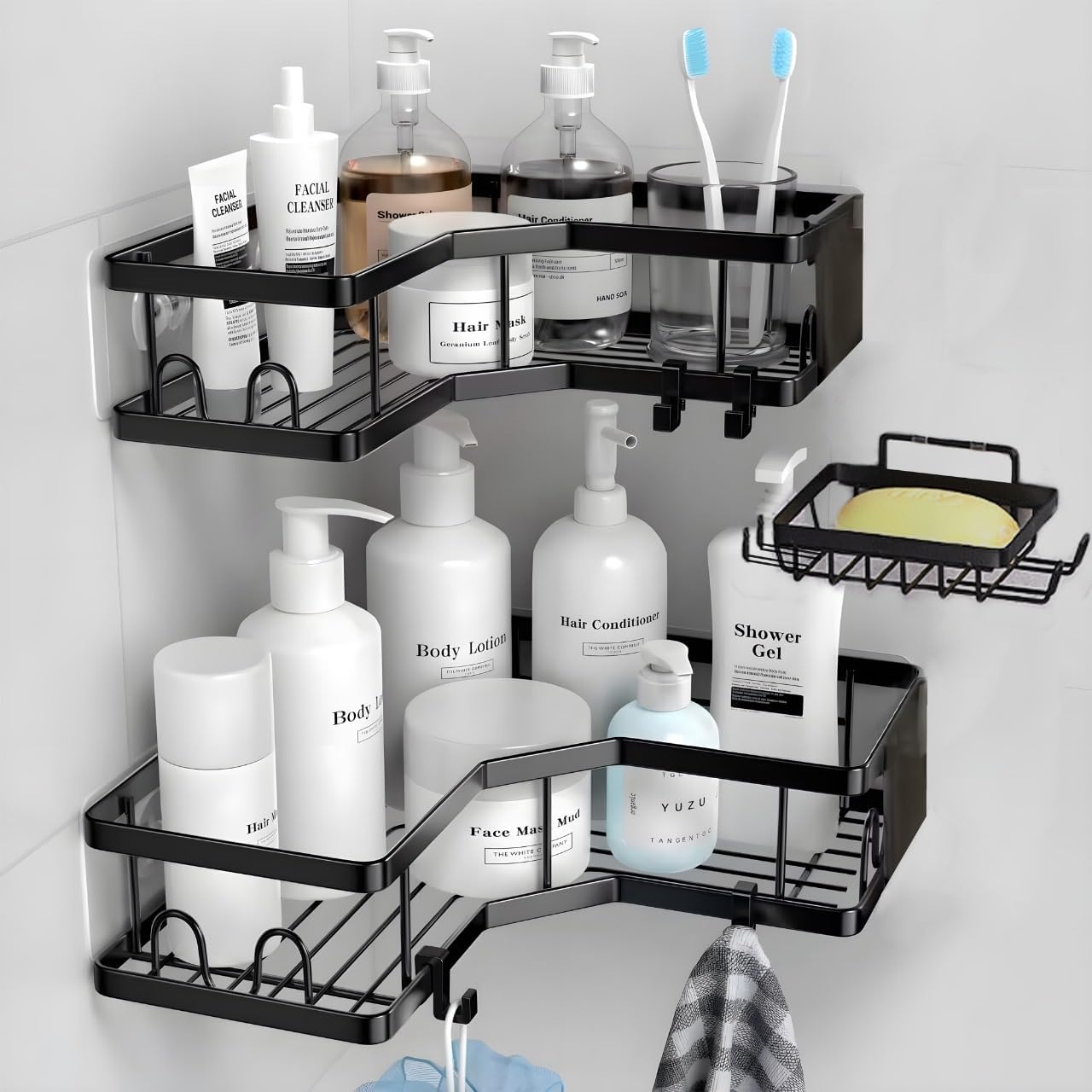 HOMIBIZ Shower Caddy 3 Pack, Adhesive Shower Organizer for Bathroom Storage & Kitchen, No Drilling, Large Capacity, Rustproof Stainless Steel Bathroom Organizer - Medaid International