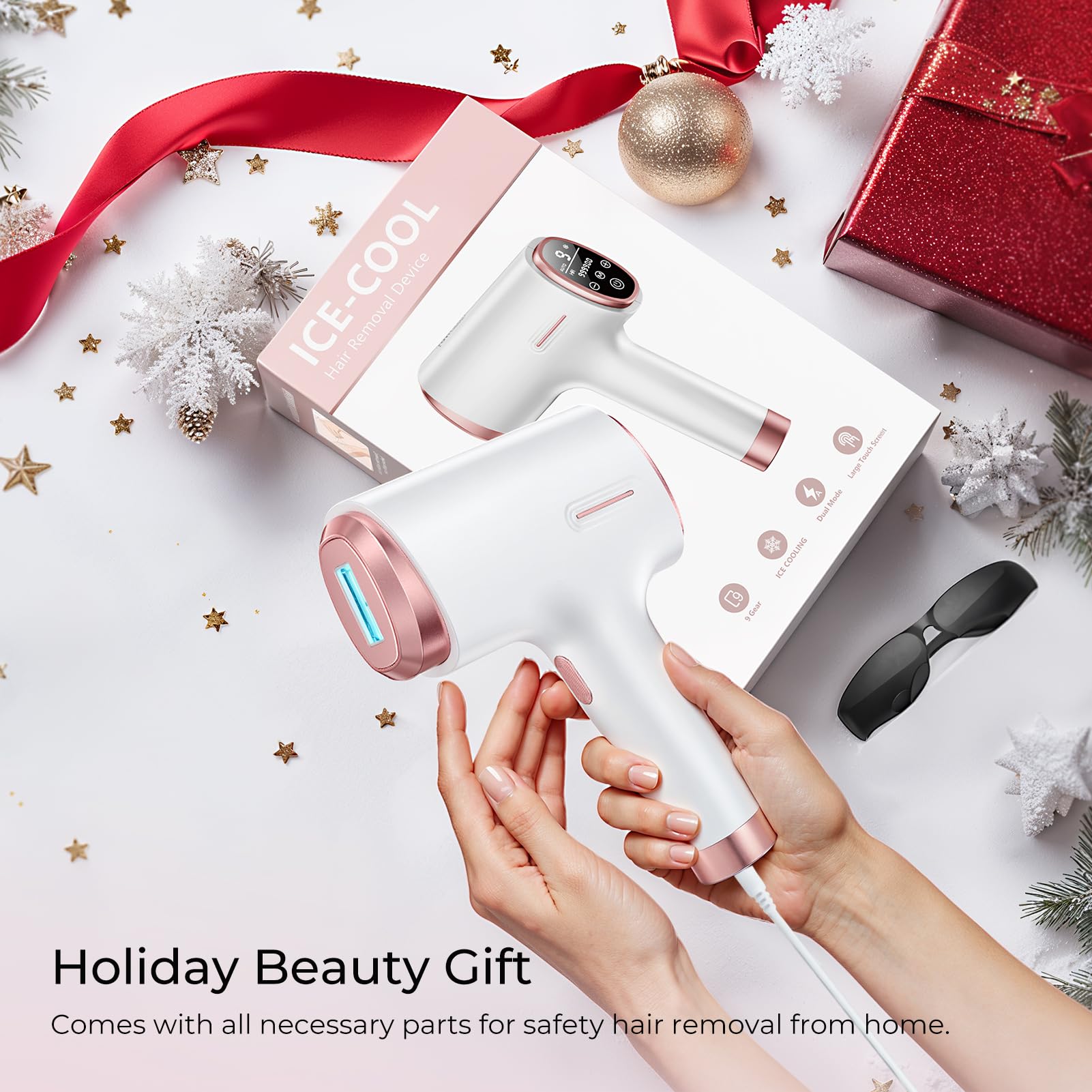 Ubroo IPL Laser Hair Removal for Women and Men, 45°F Ice Cooling Laser Hair Removal Device for Face & Body, At-Home Painless Hair Remover with Long-Lasting Results, Smooth Skin Gift - Medaid International