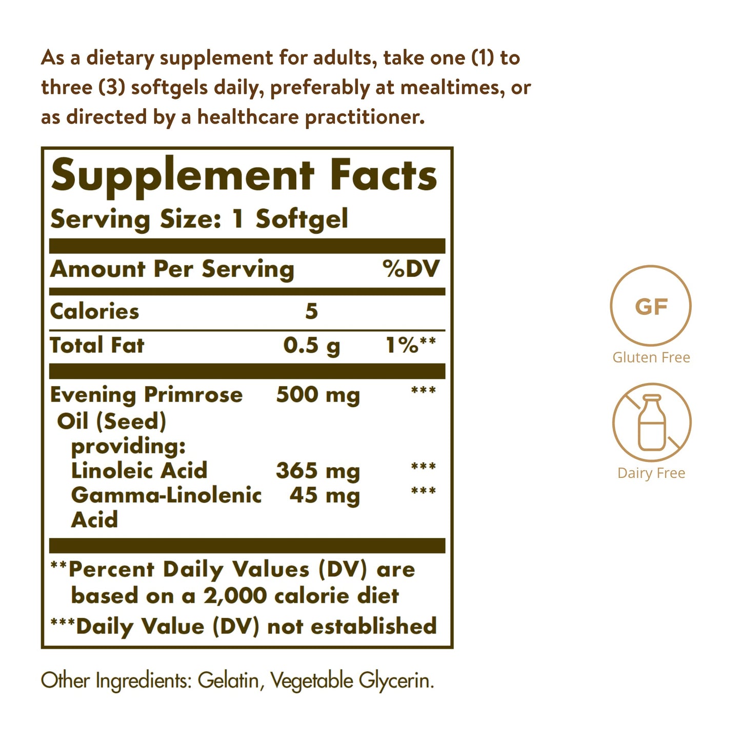 Solgar Evening Primrose Oil 500 mg, 180 Softgels - Promotes Healthy Skin & Cardiovascular Health - Nutritional Support for Women - Gluten Free, Dairy Free - 180 Servings - Medaid International