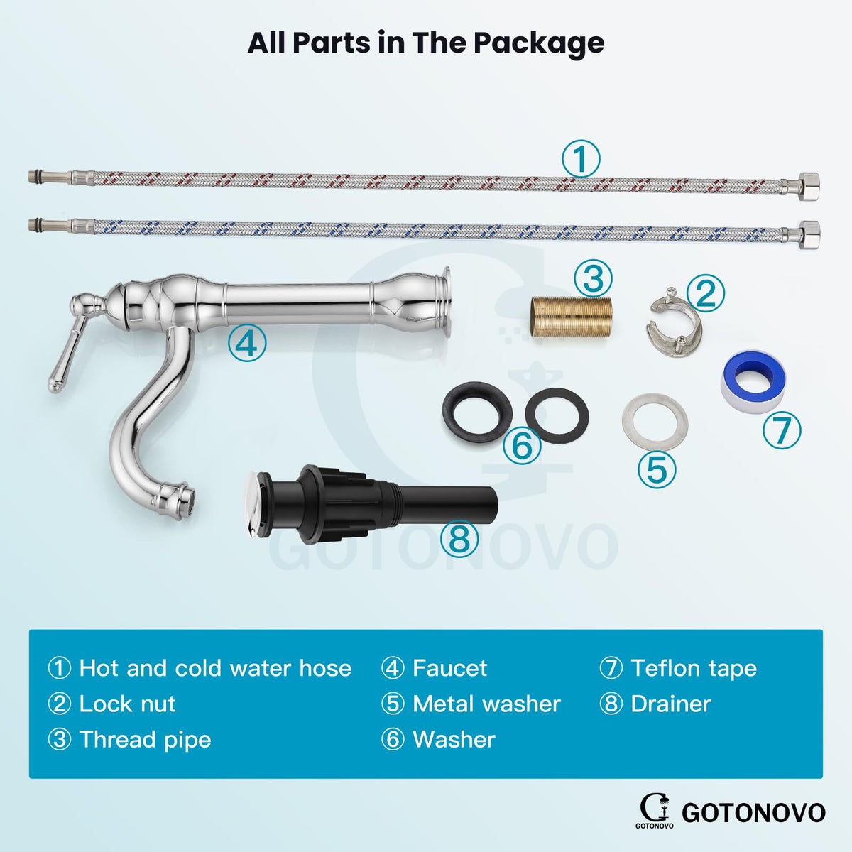 gotonovo Bathroom Vessel Sink Faucet Polish Chrome Single Handle Lavatory Vanity Mixer Bar Tap 360° Swivel with Pop Up Drain Tall Spout Single Hole Deck Mount