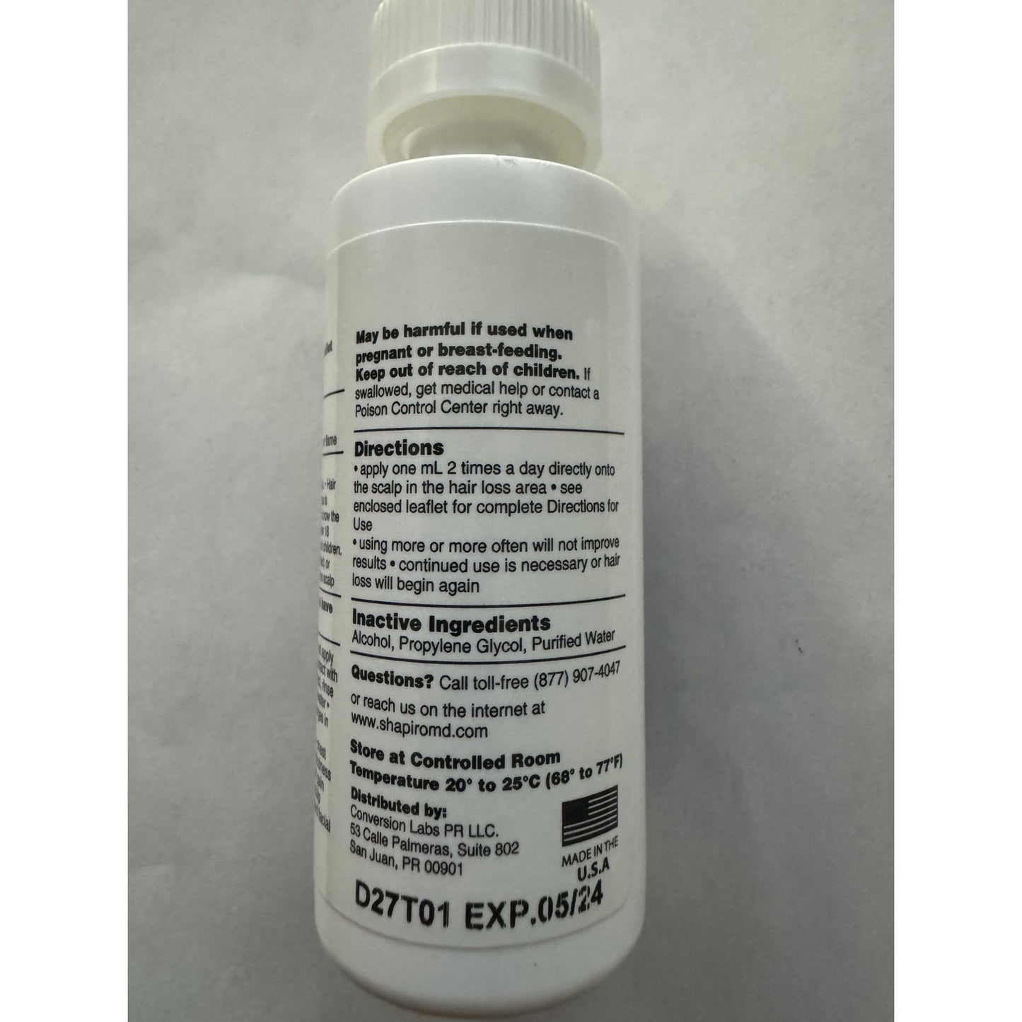 Shapiro MD Hair Growth Experts Minoxidil 2% Topical Solution for Women, Serum Promotes Hair Regrowth by Reactivating Hair Follicles (1 Month) - Medaid International