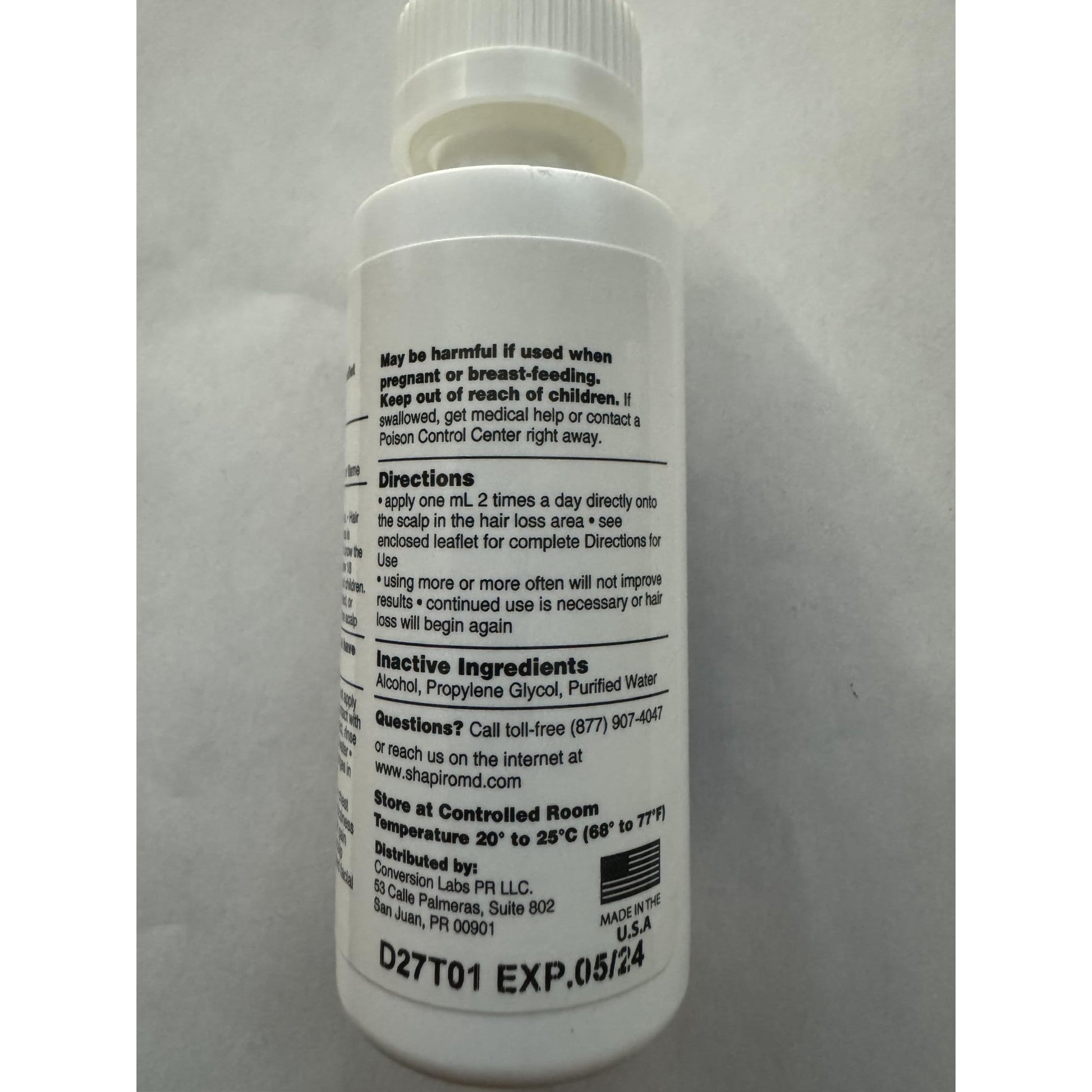 Shapiro MD Hair Growth Experts Minoxidil 2% Topical Solution for Women, Serum Promotes Hair Regrowth by Reactivating Hair Follicles (1 Month) - Medaid International