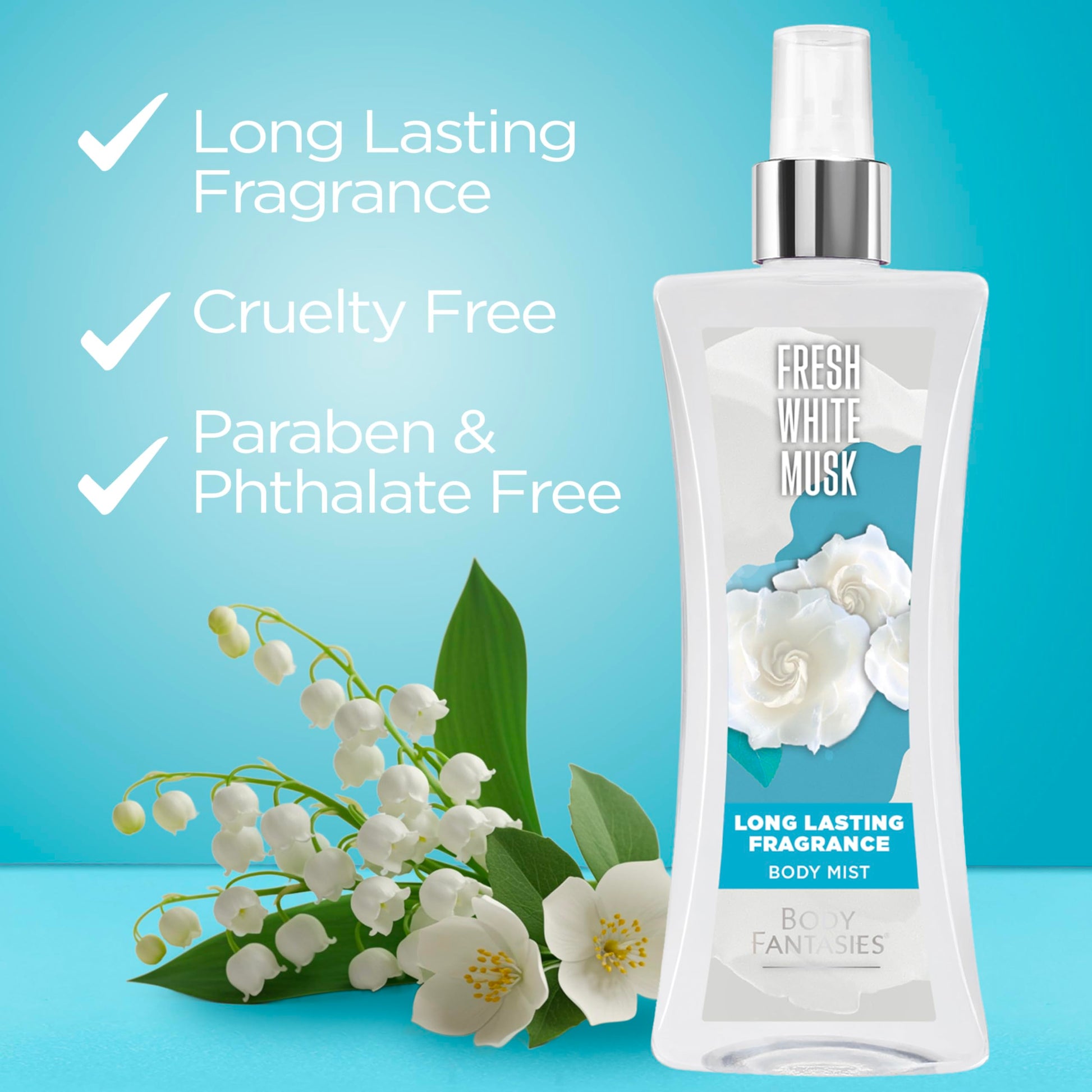 Body Fantasies Signature Fragrance Body Spray, Fresh White Musk, 8 Fluid Ounce - Medaid International
