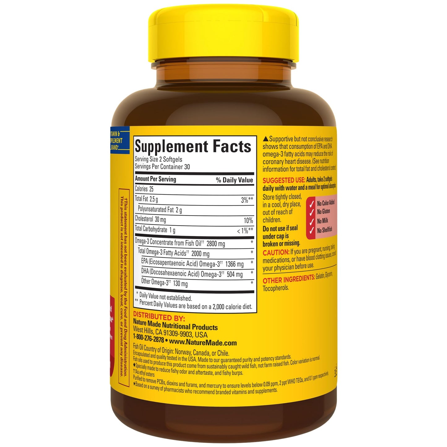 Nature Made Extra Strength Omega 3 Fish Oil Supplements, 2800mg, Fish Oil Omega 3 Supplements as Ethyl Esters for Healthy Heart, Brain, Eyes, Mood Support, 60 Softgels, 30 Day Supply - Medaid International