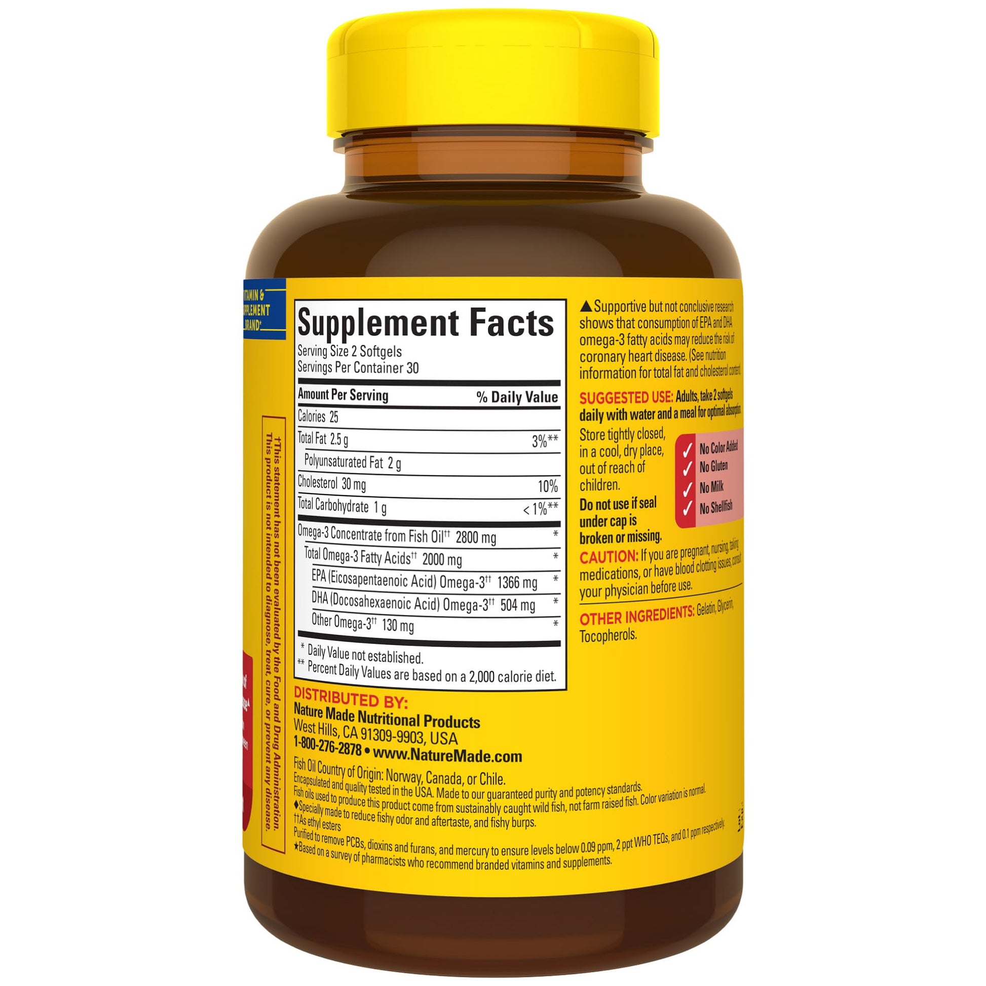 Nature Made Extra Strength Omega 3 Fish Oil Supplements, 2800mg, Fish Oil Omega 3 Supplements as Ethyl Esters for Healthy Heart, Brain, Eyes, Mood Support, 60 Softgels, 30 Day Supply - Medaid International