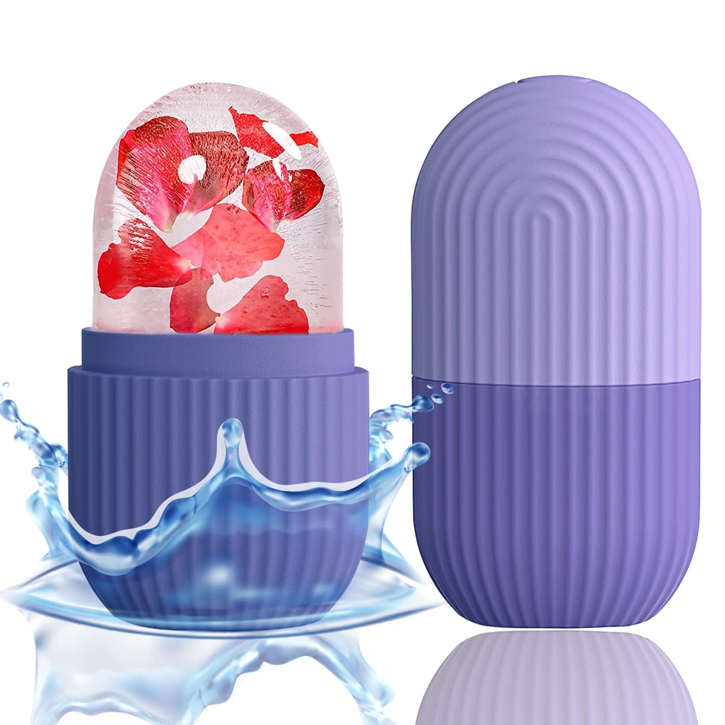 XHJRI Ice Face Roller Massager,Ice Cube Roller for Face, Eyes and Neck Naturally Conditioning and Skin Care,De-Puff Eye Bags,Reduce Migraine Pain,Reusable Massage Silicone Ice Mold (Purple) - Medaid International