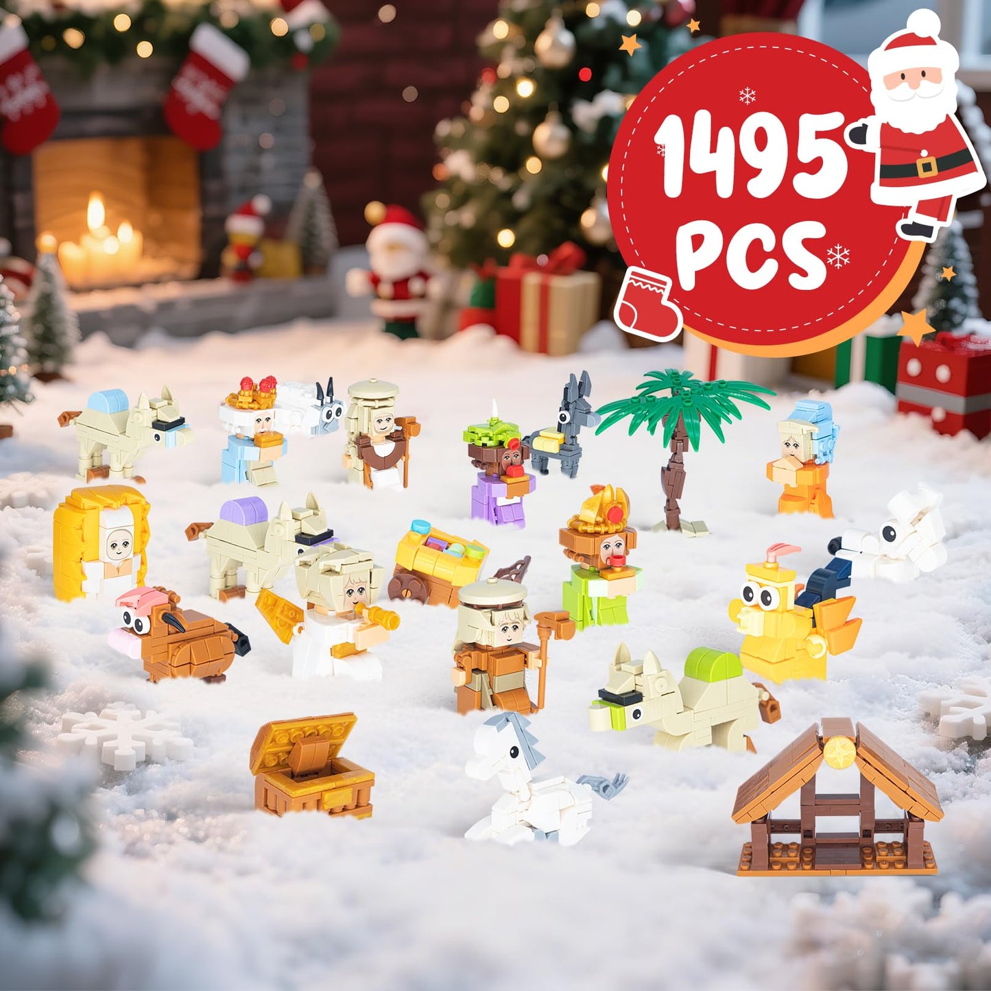 Nativity Advent Calendar 2025 Building Blocks-24 Days of Nativity Scene Set,Christmas Building Countdown Calendar,Stocking Stuffer Building Toys for Boys,Girls,Teens & Adults Ages 6+ - Medaid International