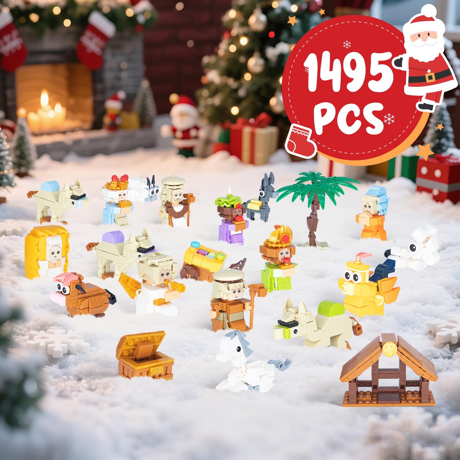 Nativity Advent Calendar 2025 Building Blocks-24 Days of Nativity Scene Set,Christmas Building Countdown Calendar,Stocking Stuffer Building Toys for Boys,Girls,Teens & Adults Ages 6+ - Medaid International