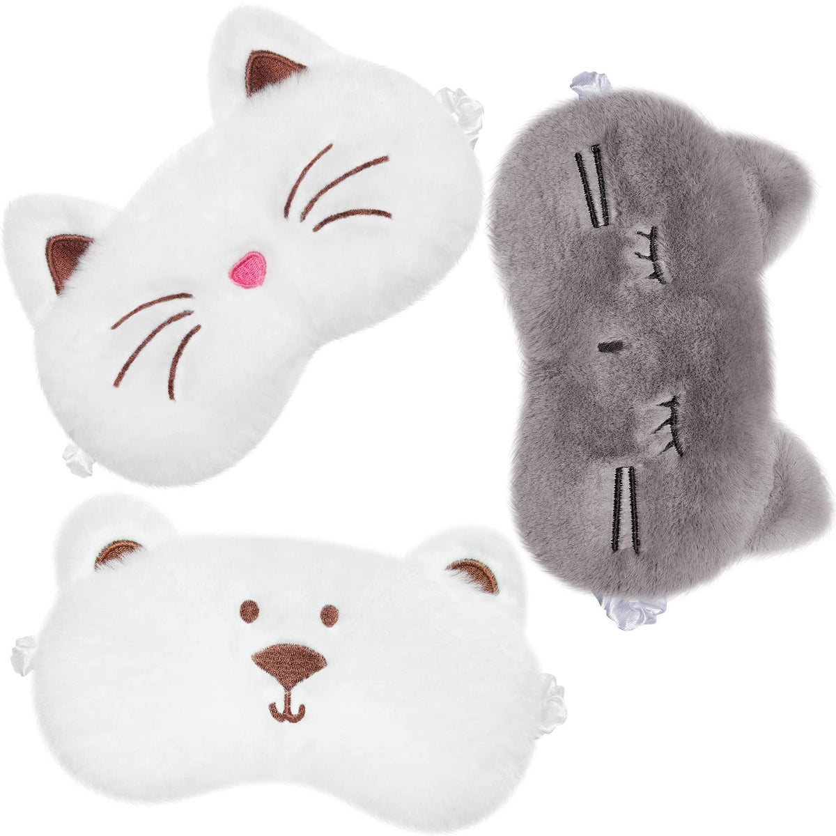 KASTWAVE Sleeping Eye Mask, Children Blackout Mask Cute Animal Design Adjustable Elastic Soft Mask Suitable for Women Children, Girls and Adults Travel Lunch Break Resting Eye Mask (3 Pieces)