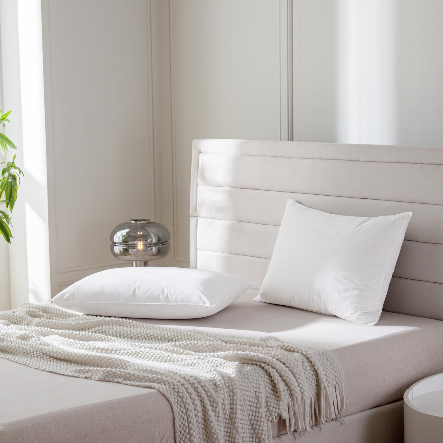 AIKOFUL Luxury Feathers Down Pillows Standard Size Set of 2, Hotel Quality Fluffy Bed Pillows, Soft Pillows for Sleeping, Organic Cotton Cover(20x26”, Pack of 2) - Medaid International