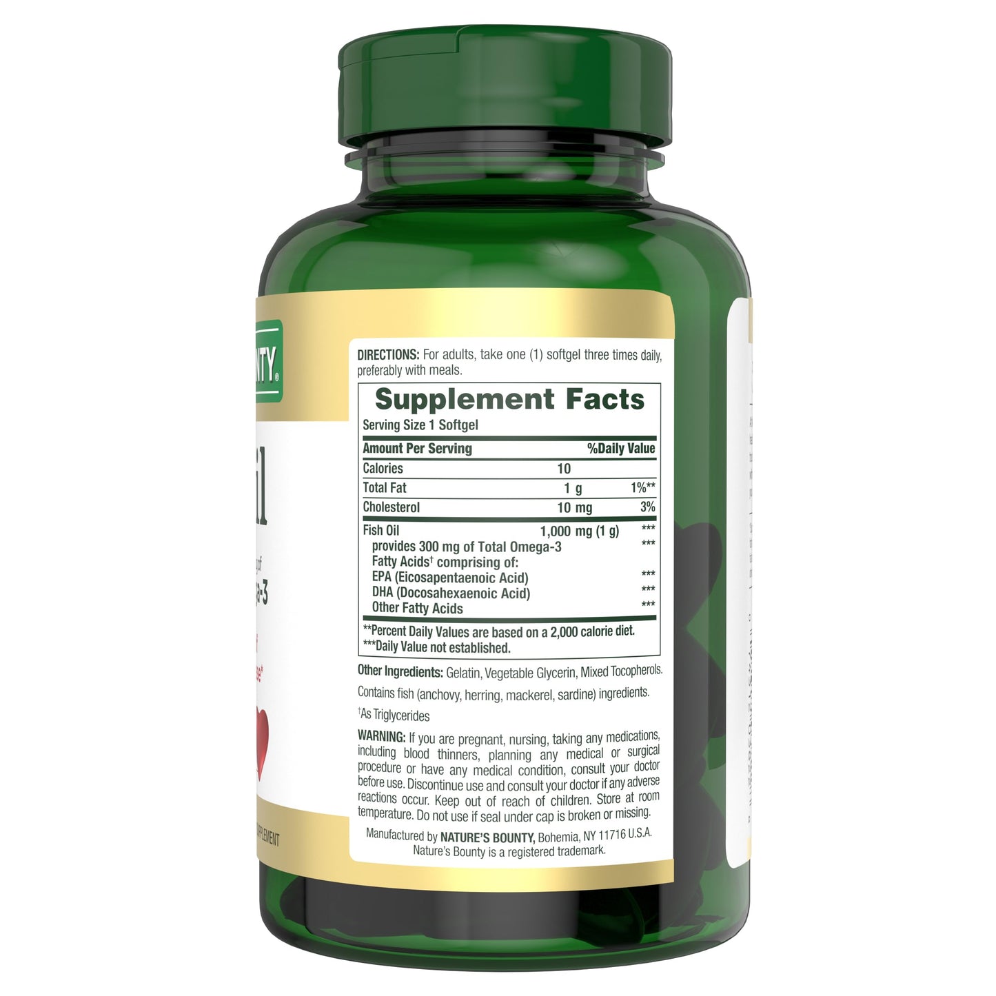 Nature’s Bounty Fish Oil, Supports Heart Health, 1000mg, Rapid Release Softgels, 145 Ct - Medaid International